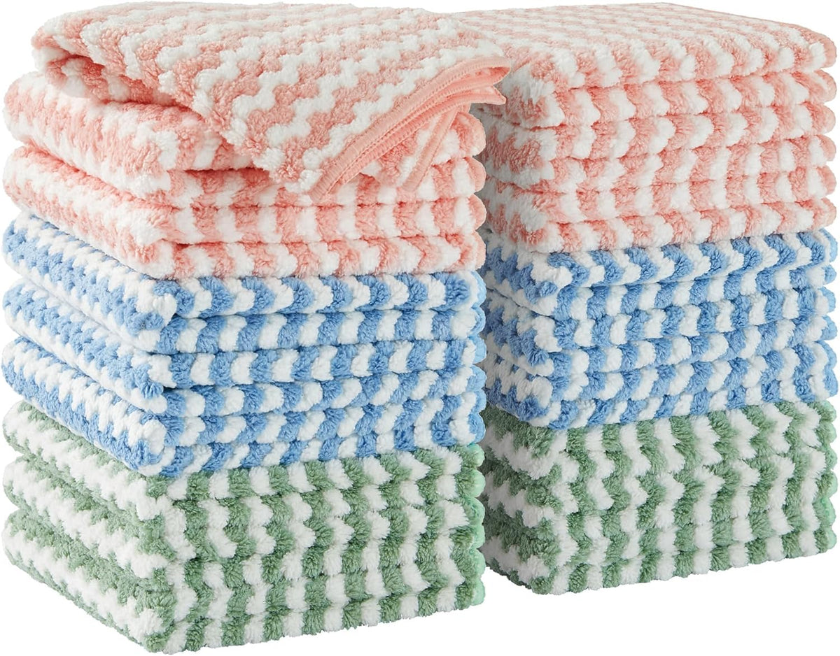 JOYMOOP 18 Pack Microfiber Cleaning Cloth, Kitchen Towels for Dish Drying Washing, Absorbent Streak