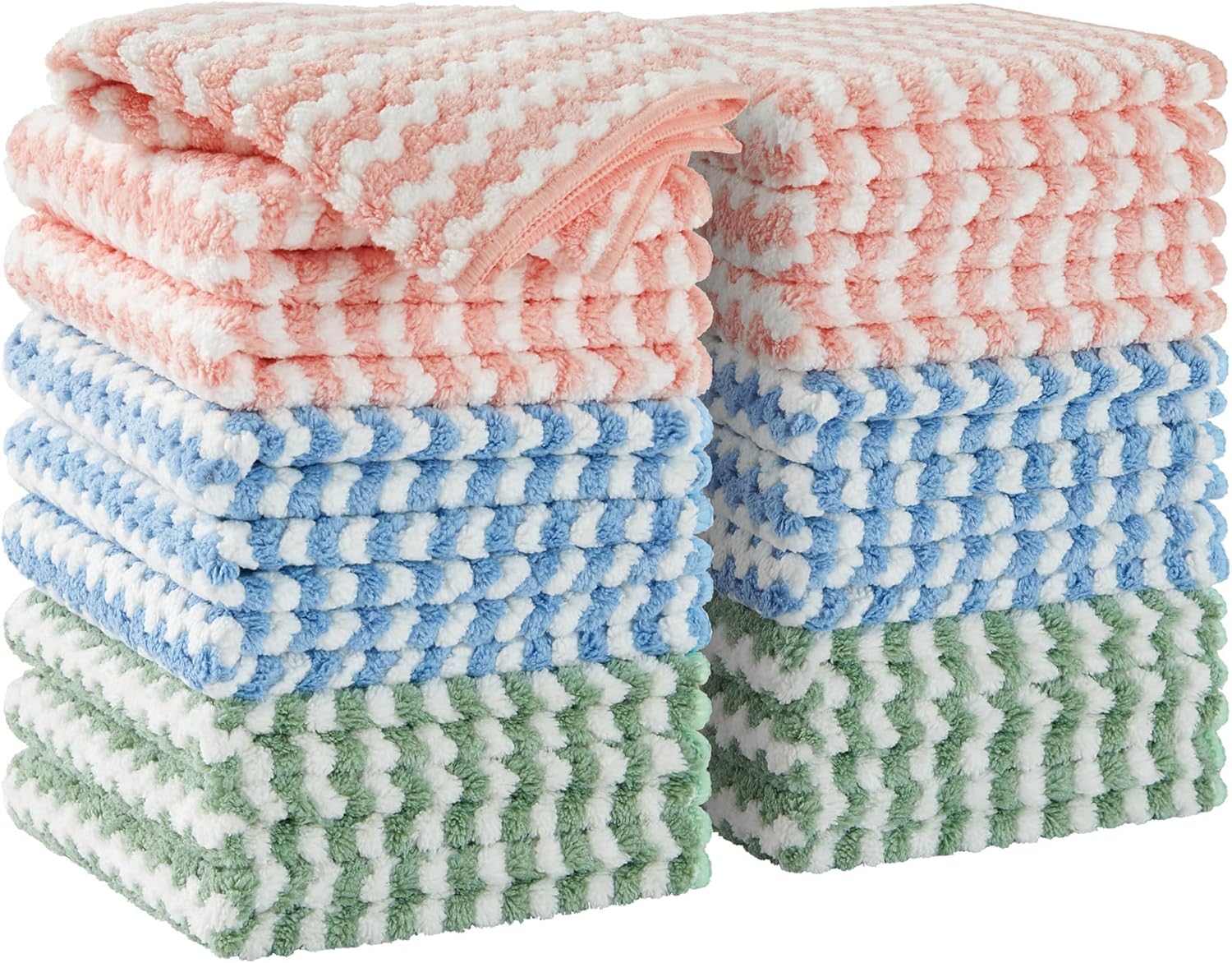 JOYMOOP 18 Pack Microfiber Cleaning Cloth, Kitchen Towels for Dish Drying Washing, Absorbent Streak