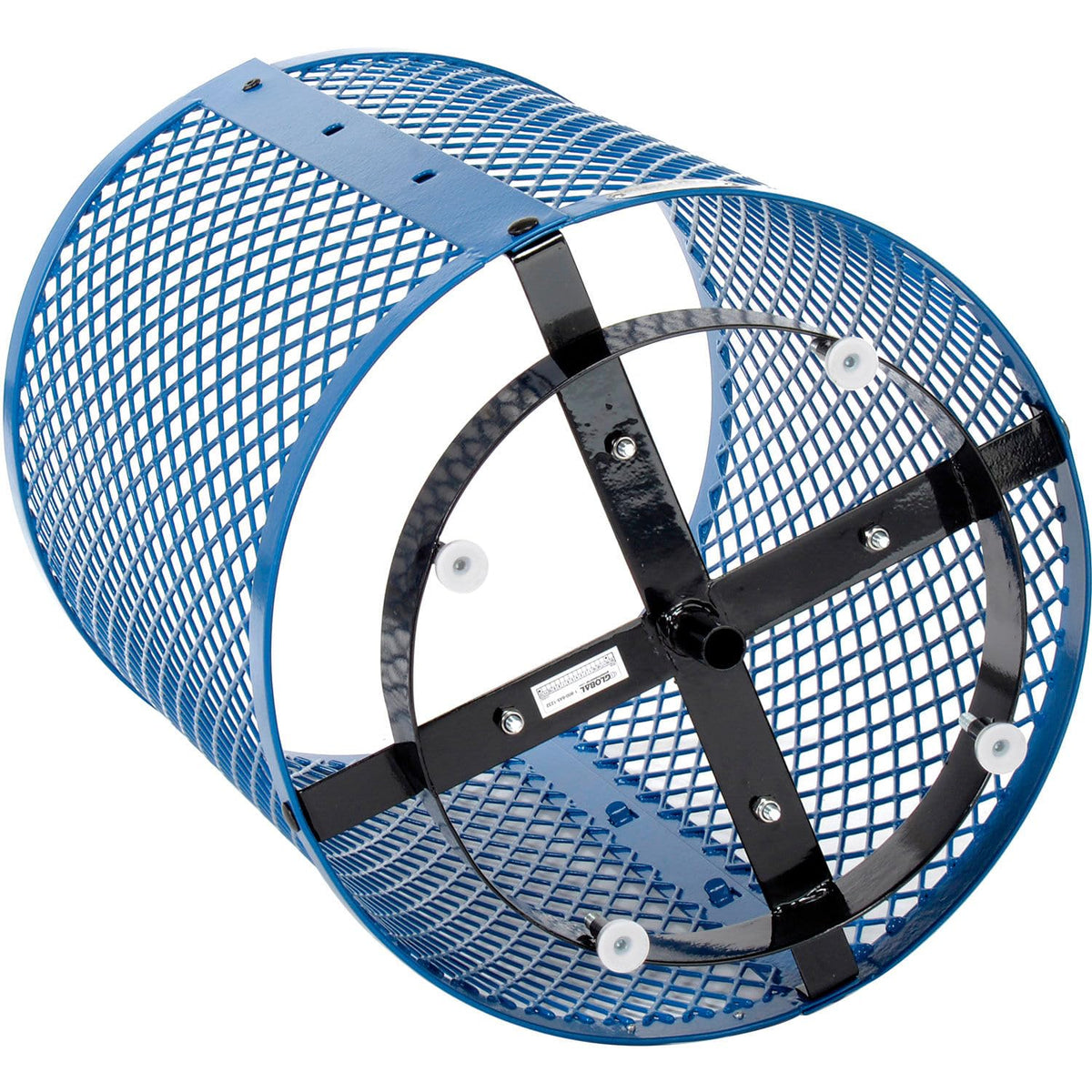 Global Industrial Outdoor Diamond Steel Trash Can with Rain Bonnet Lid, Raised Base and Plastic