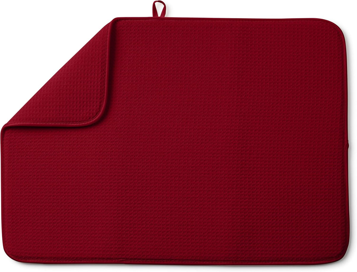 Bellemain XXL Dish Mat 24" x 17" ( LARGEST MAT ) Microfiber Dish Drying Mat , Super absorbent ( Red