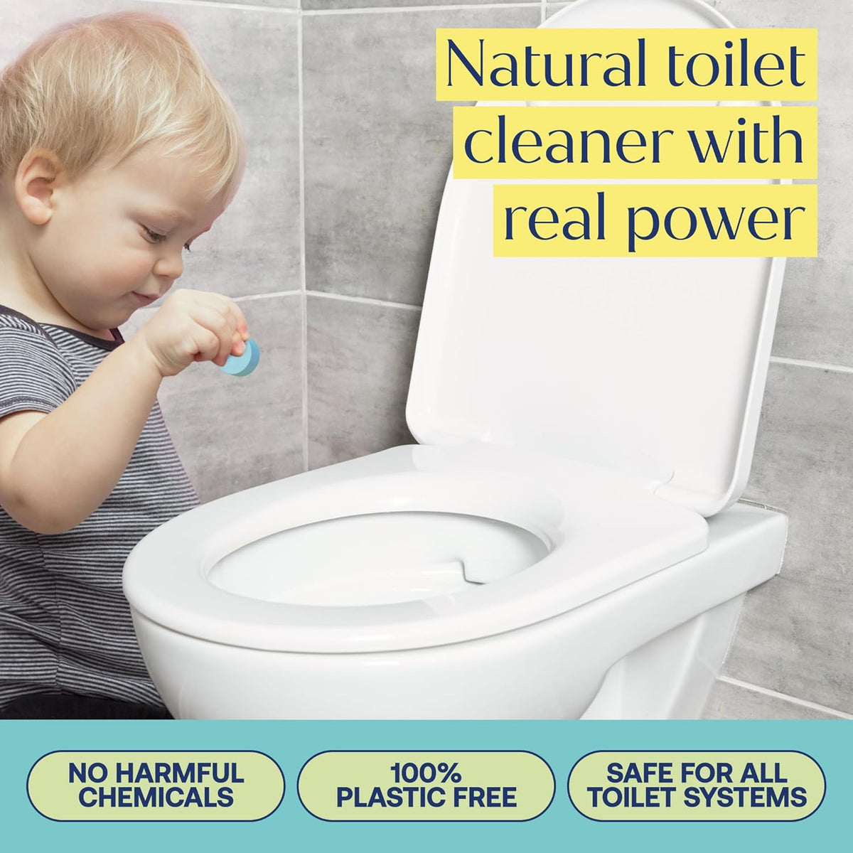 Fab Tab Toilet Bowl Cleaner Tablets, Powerful Stain Removal, No Harsh Chemicals, Plastic-Free
