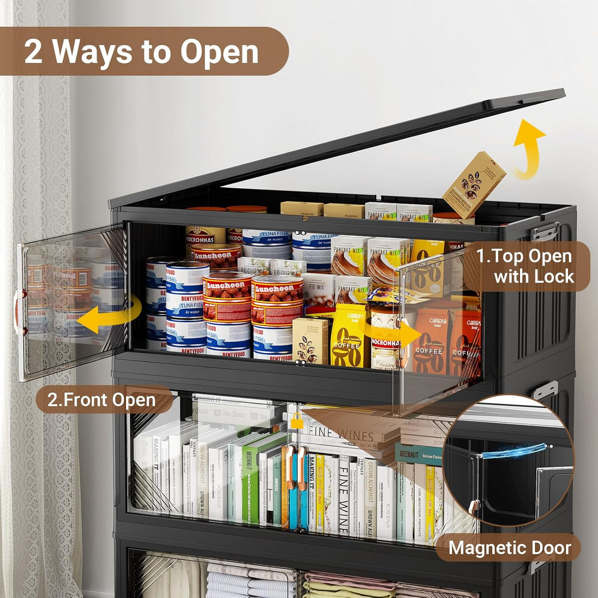 220Gal Plastic Stackable Storage Bins with Lid, 880QT Extra Large Closet Organizers Collapsible