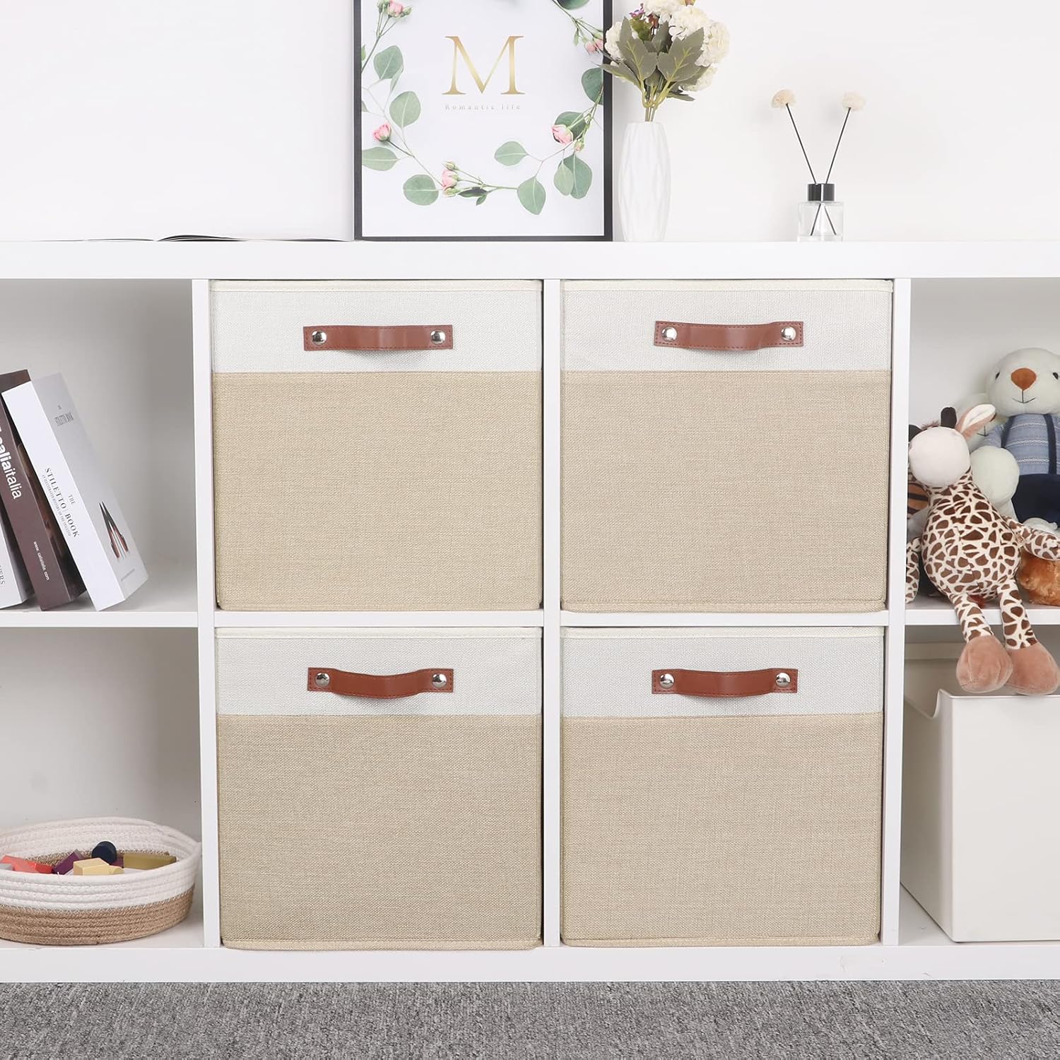 Temary Cube Storage Bins 13 Inch Fabric Storage Cubes Storage Baskets for Shelves Closet Baskets