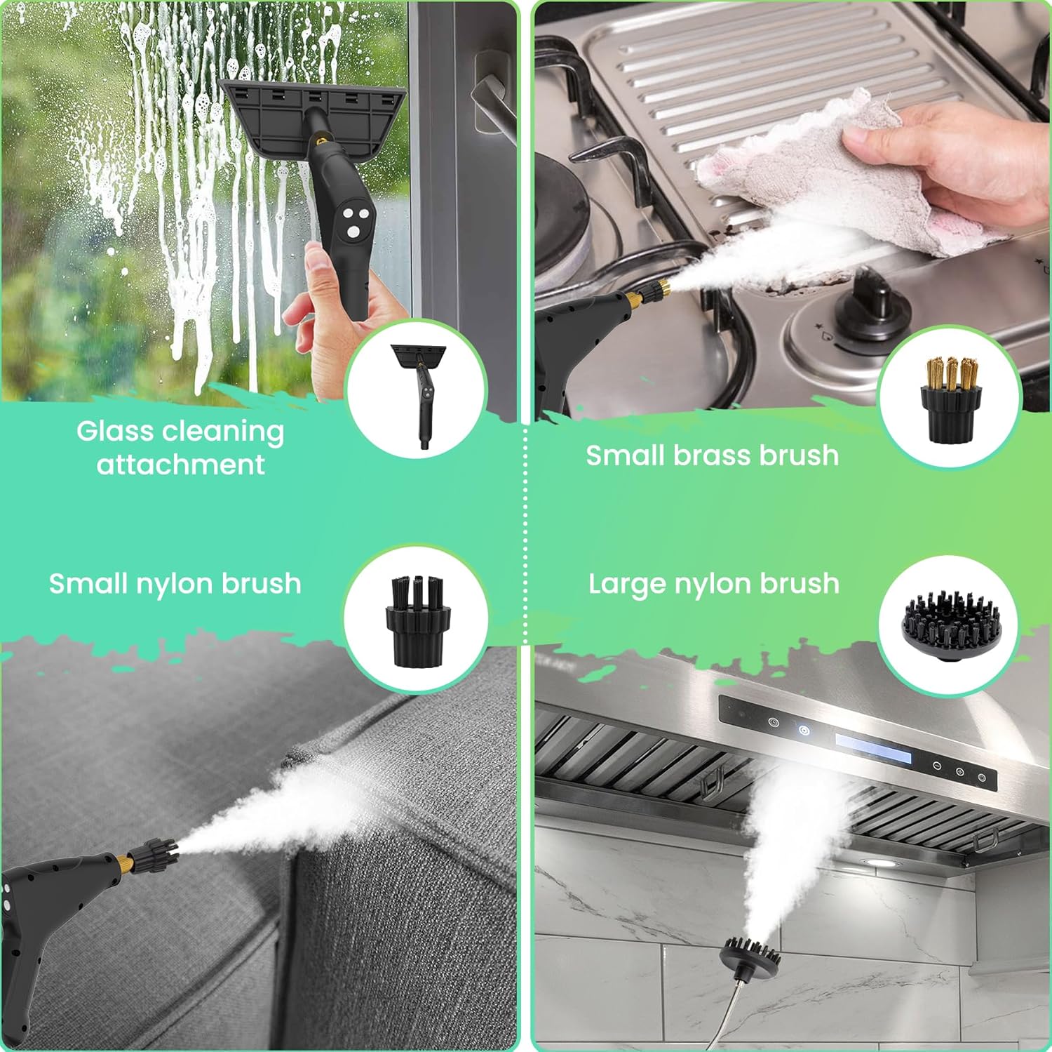 2500W Steam Cleaner for Home Use, 6-level Speed Adjustable Handle, 1.2L Handheld Car Steam Cleaner