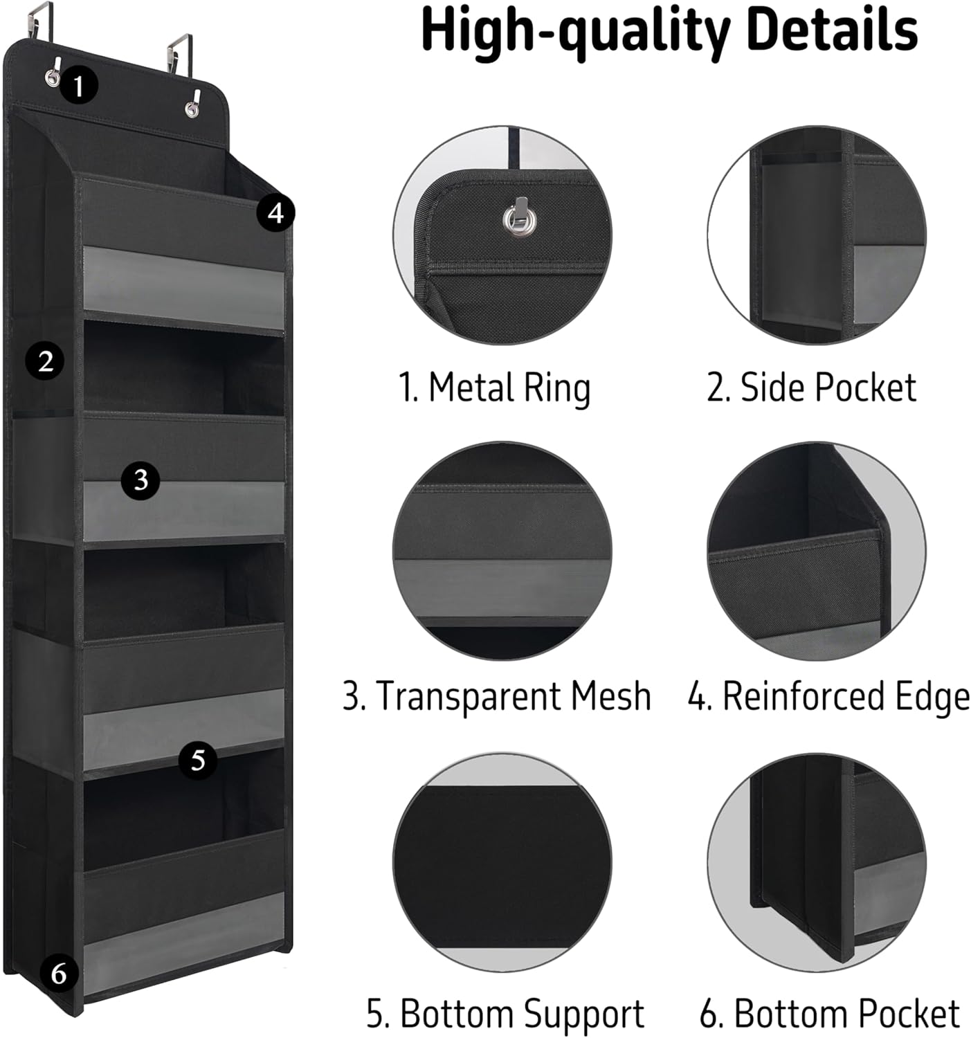 Over The Door Hanging Organizer with 4 Large Pockets – Closet, Bathroom, Nursery, Bedroom, Dorm