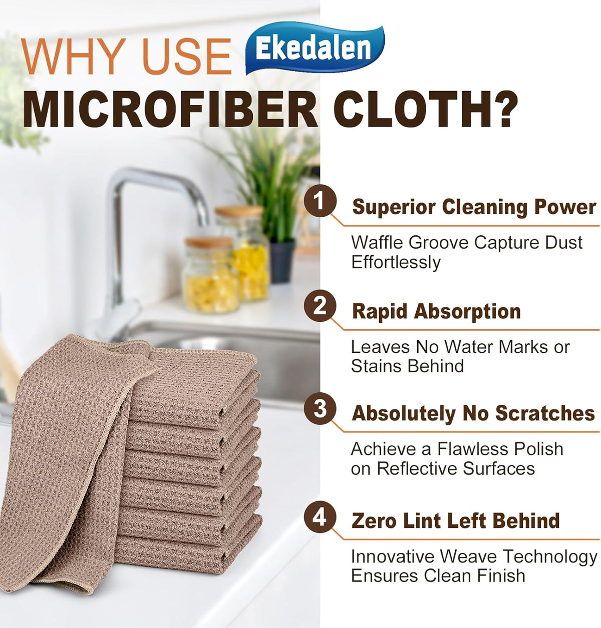 Microfiber Cleaning Cloth Waffle Weave for Dusting Absorbent Towel Quick Drying Dust Rags Household