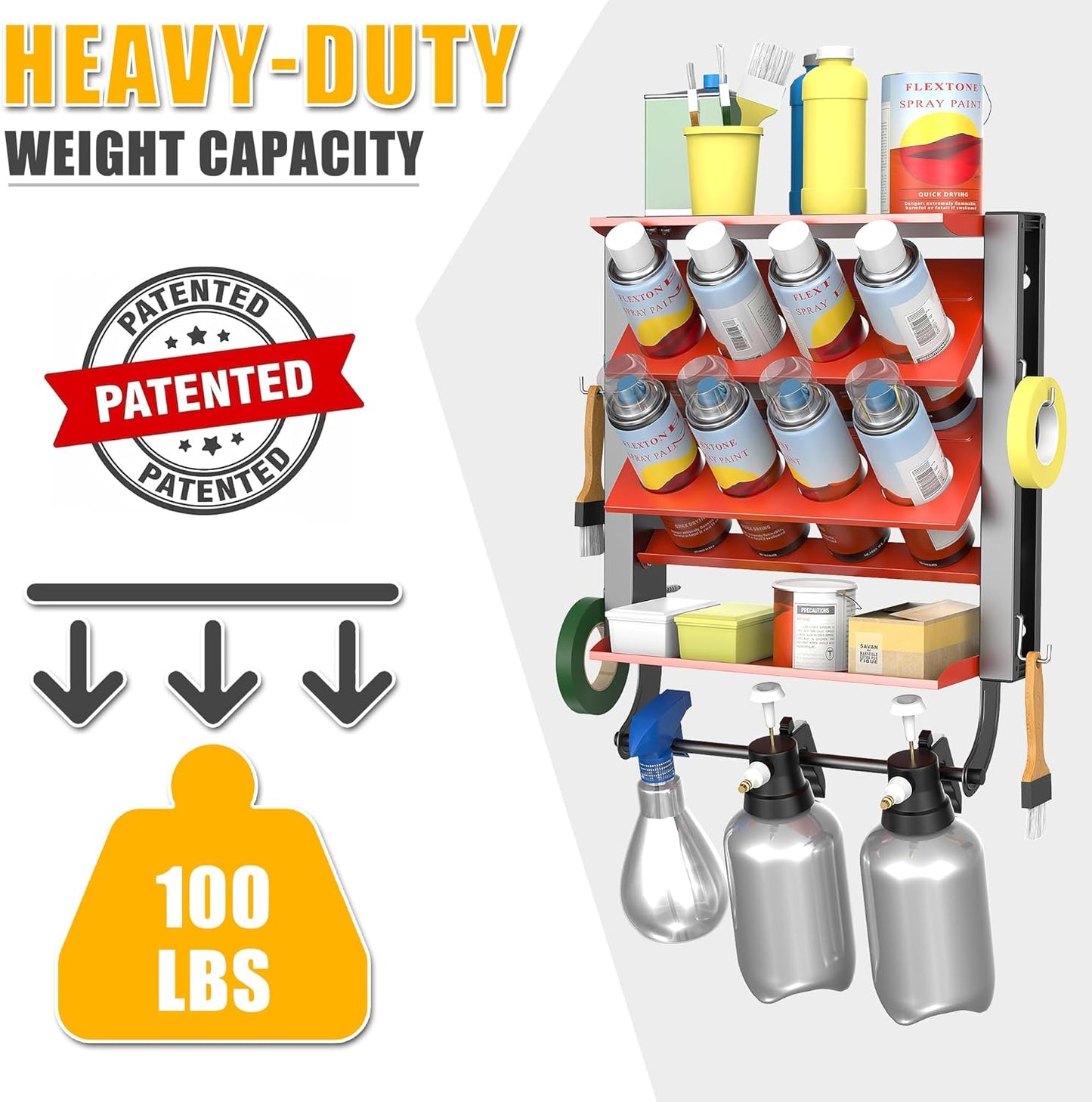 Ultrawall Spray Can Holder Rack, Heavy Duty Steel Wall Mounted Spray Bottle Holder, Garage Tool