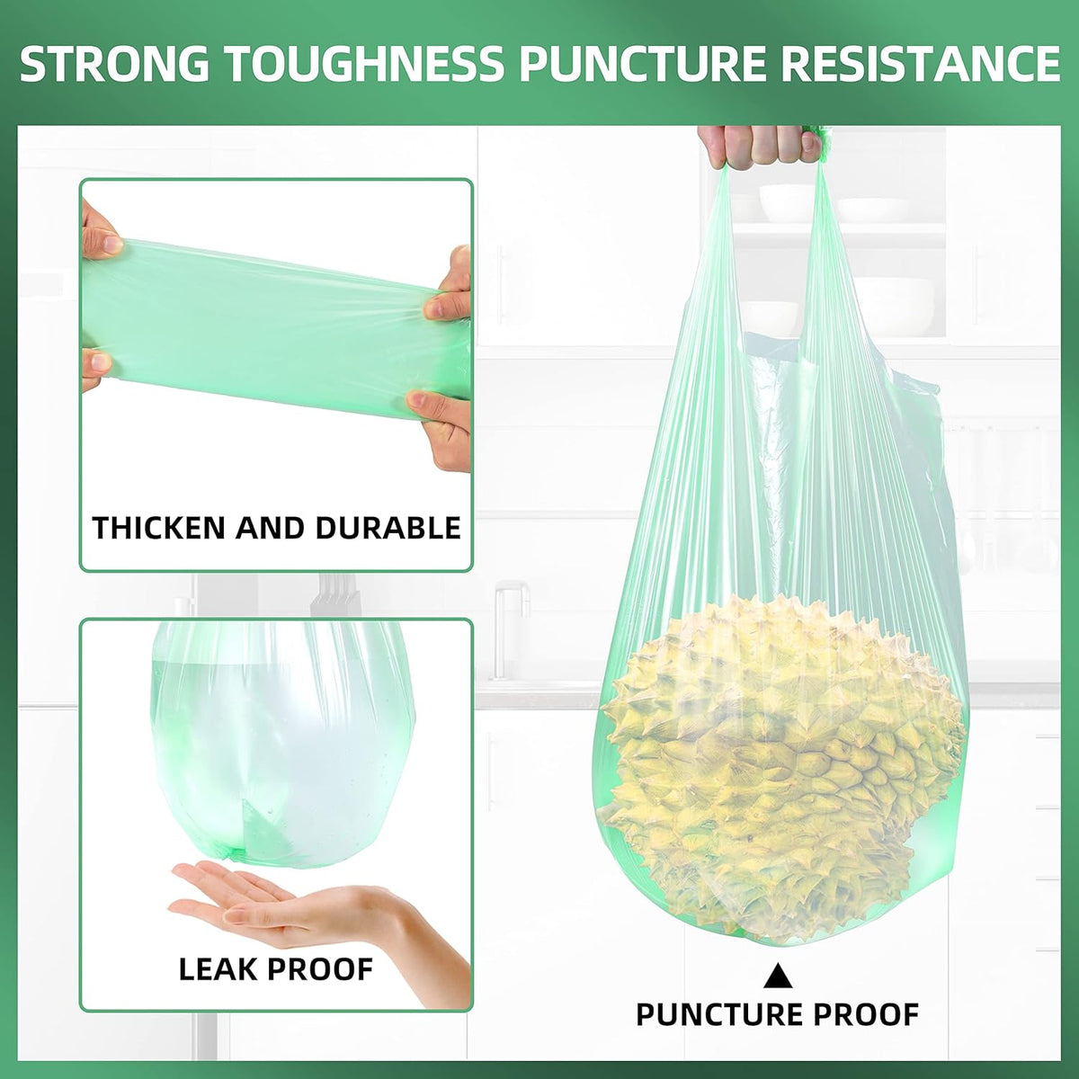 2.6 Gallon Trash Bag 150 Count, Unscented Strong Handle Tie Garbage Bags Fit 10 Litter Trash Can