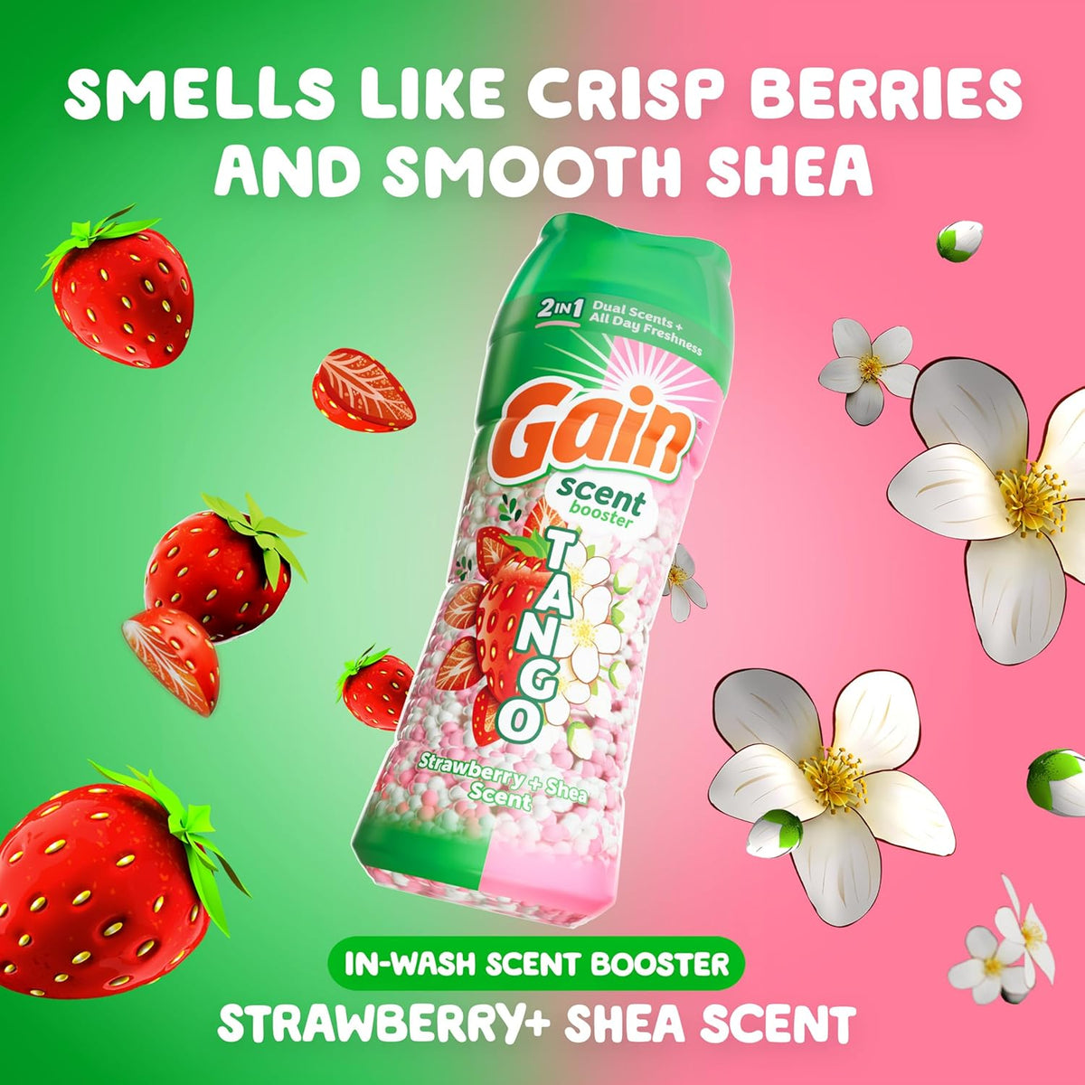 Gain Tango 2-in-1 Laundry Scent Booster Beads, Strawberry and Shea Scent, 10.7 oz, Laundry Beads