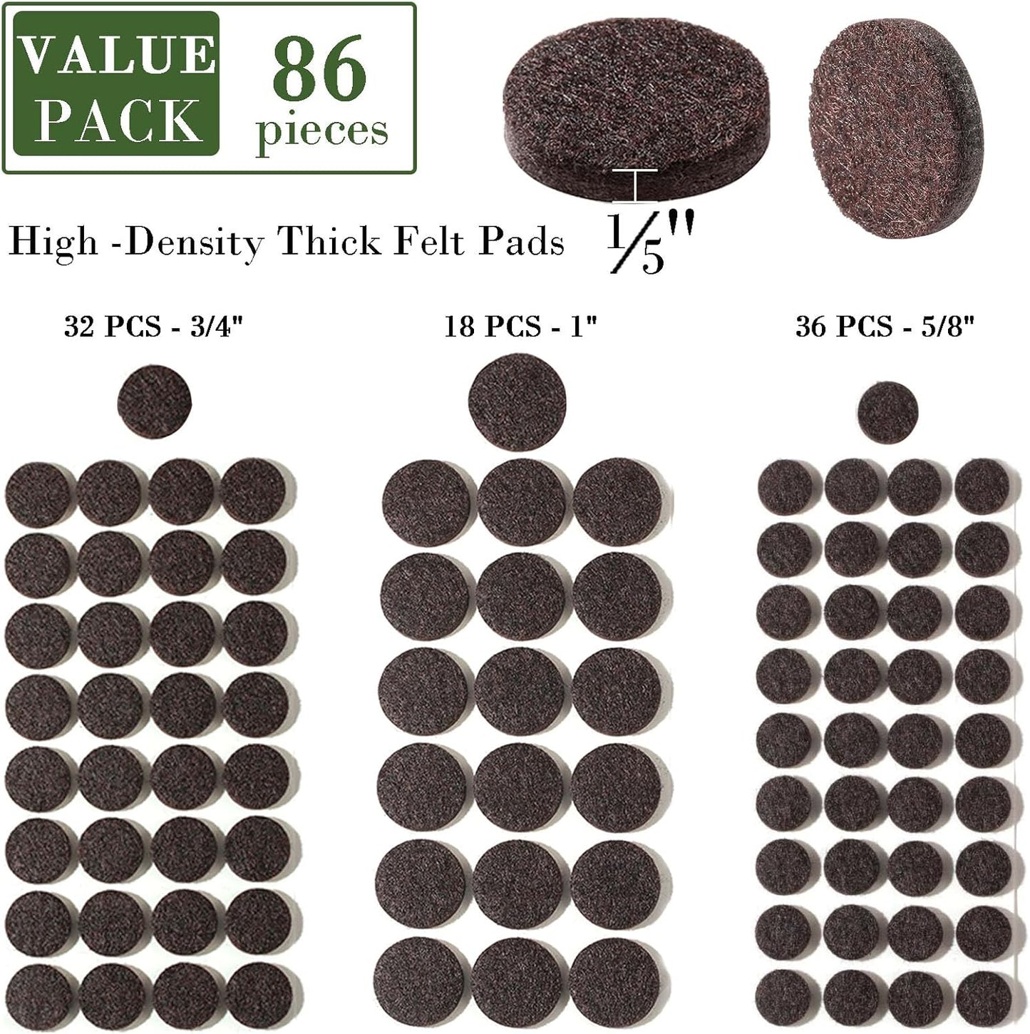 Fursafe&Q Felt Furniture Pads, Furniture Felt Pads for Hardwood Floors -Self Adhesive Chair Leg