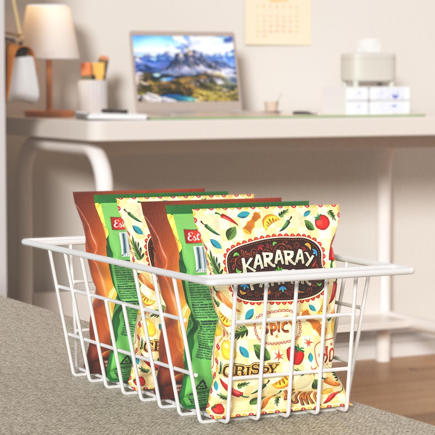 SANNO 17.5in Chest Freezer Basket,Freezer Organizer Bins, Sturdy Metal Wire Freezer Organizer for