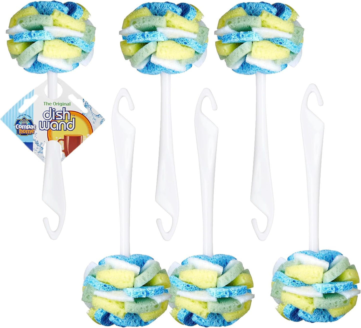 Compac Home Dish SpongeWand Plus Tri Surface Scrubbing Sponge with Cello Foam Scour Sponge Petals