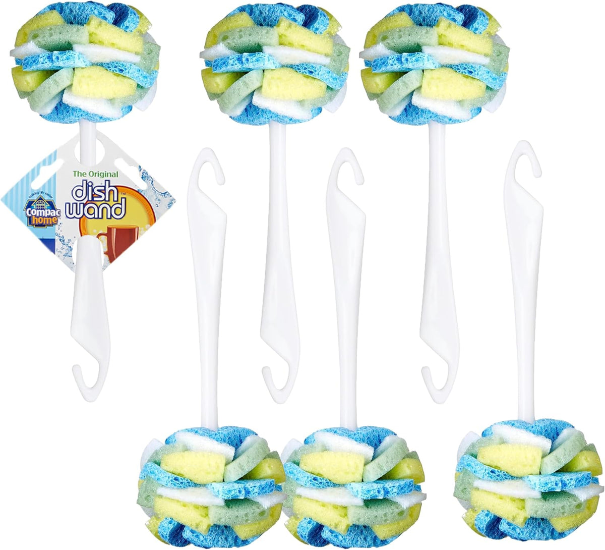 Compac Home Dish SpongeWand Plus Tri Surface Scrubbing Sponge with Cello Foam Scour Sponge Petals