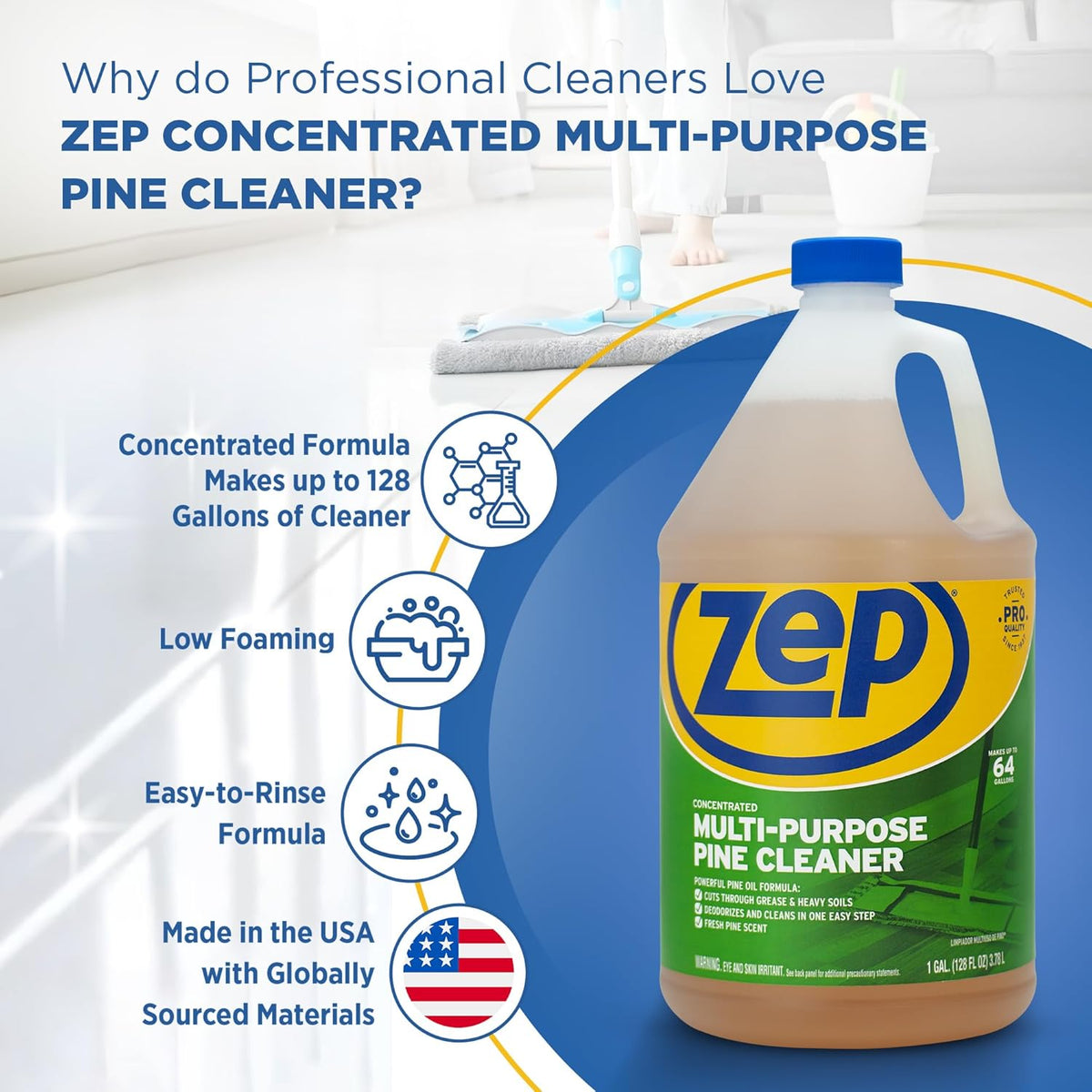 Zep Concentrated Multi-Purpose Pine Cleaner - 128 oz (Pack of 2) ZUMPP128 - Multi-Purpose Cleaner