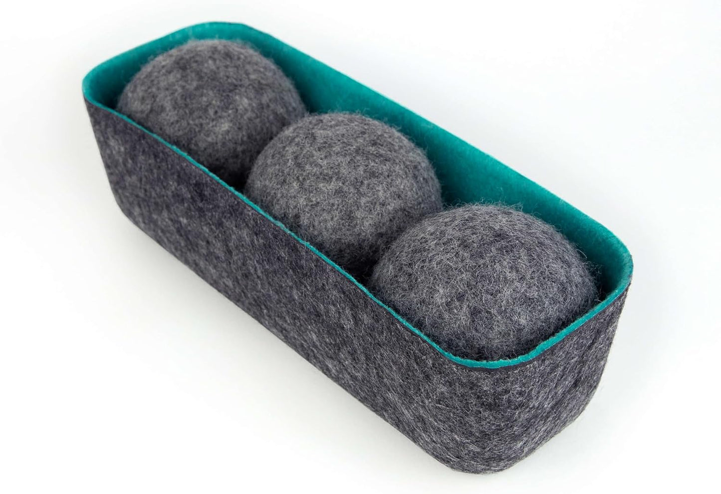 Three by Three Seattle Felt·Like·it!™ XL Wool Dryer Balls + Storage Bin: Reduce Drying Time, Static