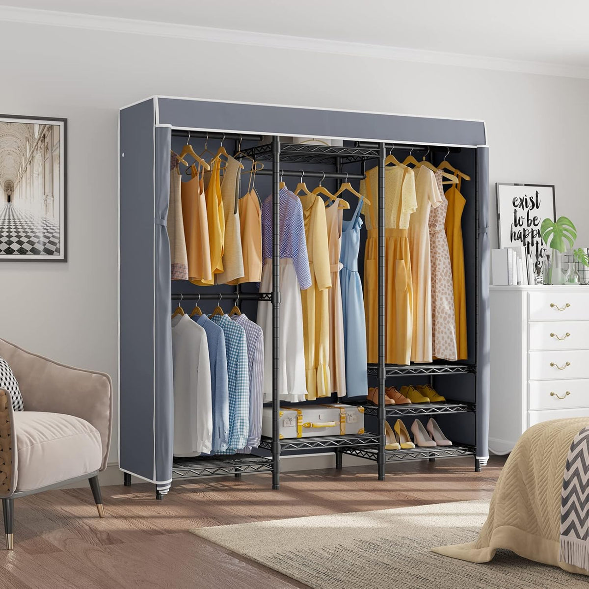 VIPEK V5C Covered Clothes Rack Heavy Duty Portable Closet Wardrobe, Freestanding Black Metal
