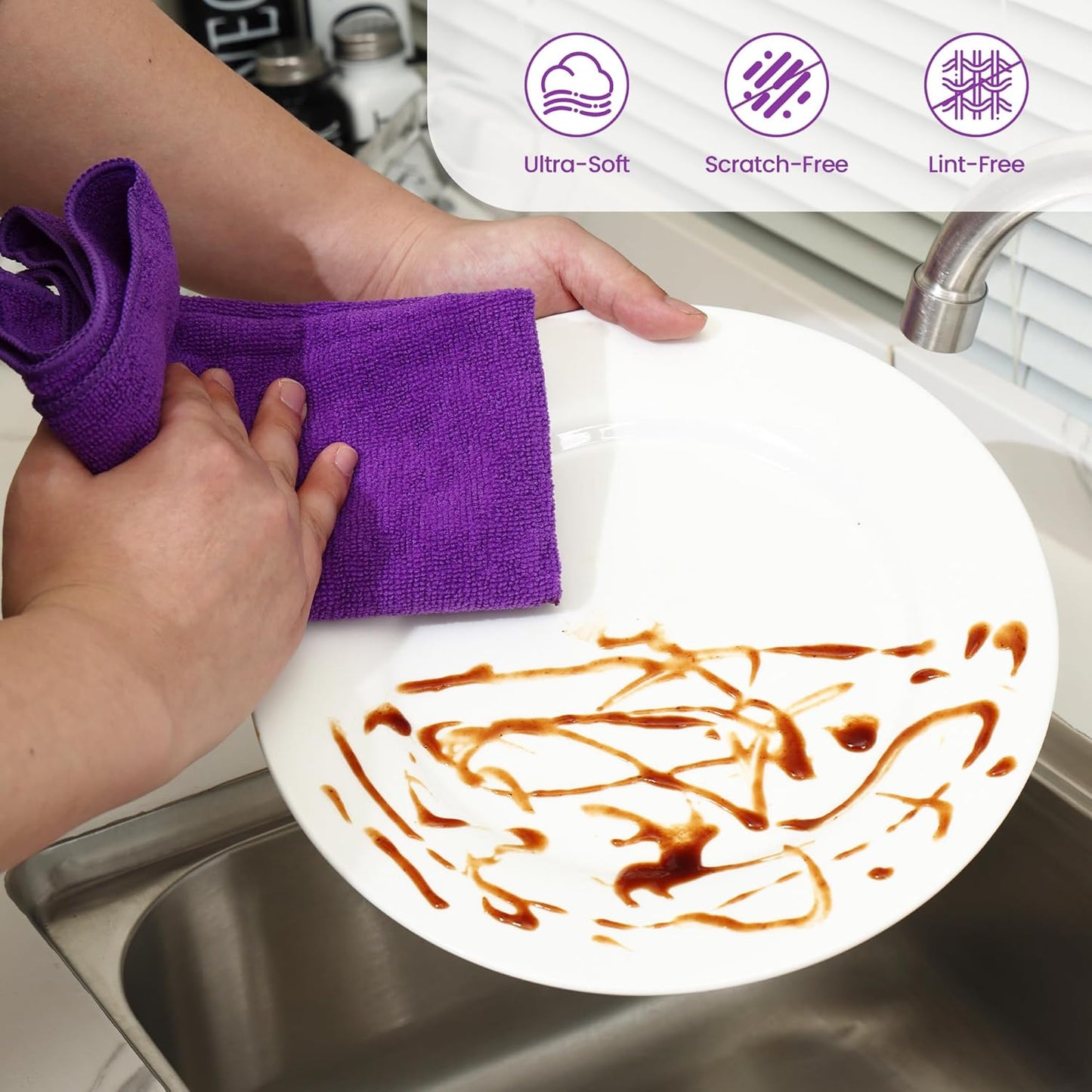 Microfiber Cleaning Cloths-12 Pack,Microfiber Towels for Cars & Kitchen,Highly Absorbent Cleaning
