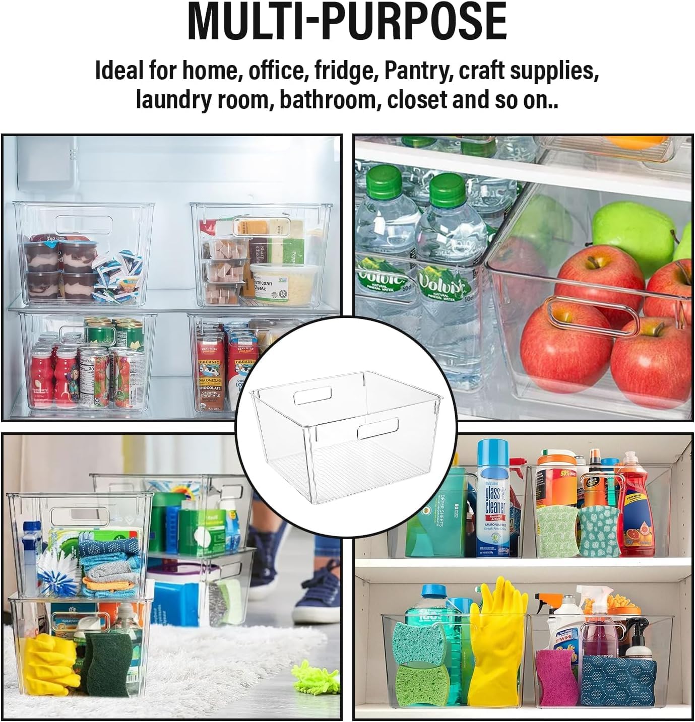 Extra Large Clear Plastic Storage Bins, Perfect for Kitchen Organization or Pantry Organization and
