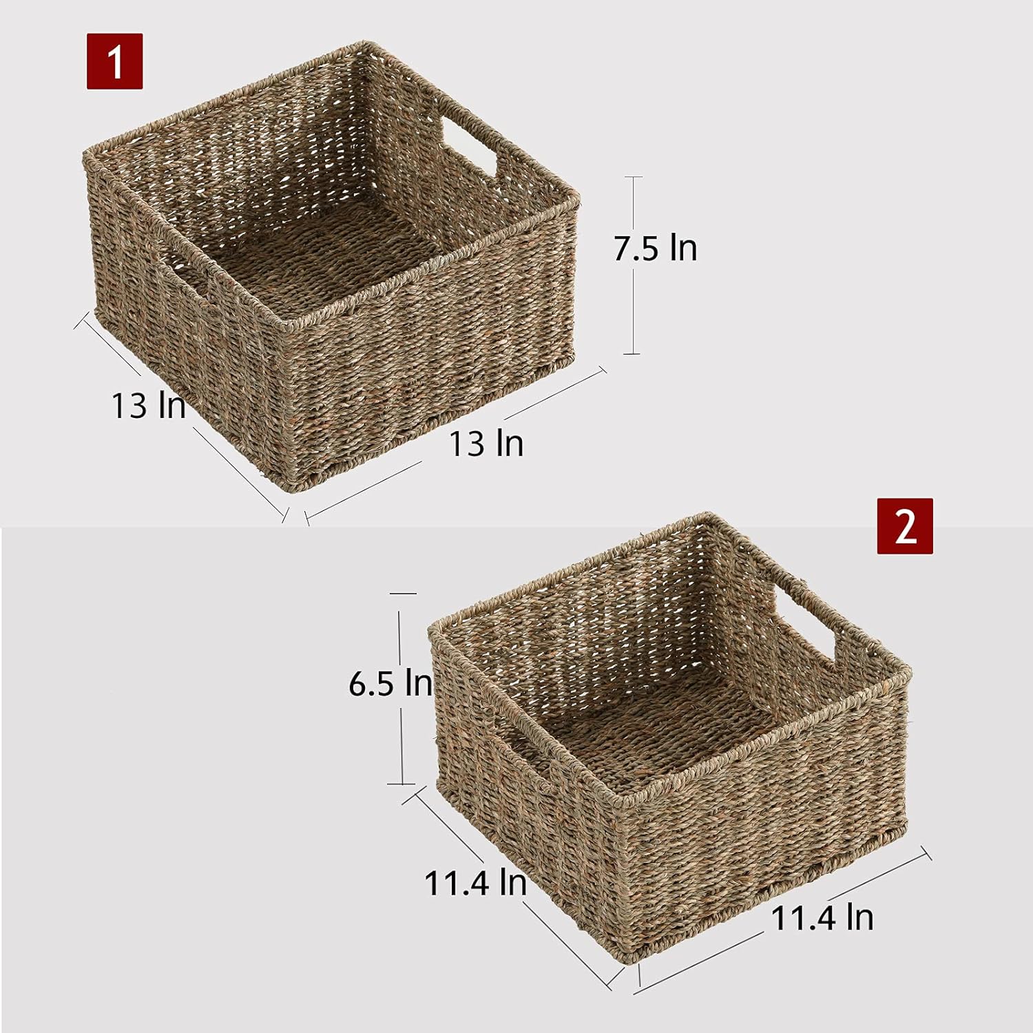 HOONEX Wicker Storage Baskets for Organizing, Decorative Woven Seagrass Baskets for Storage with