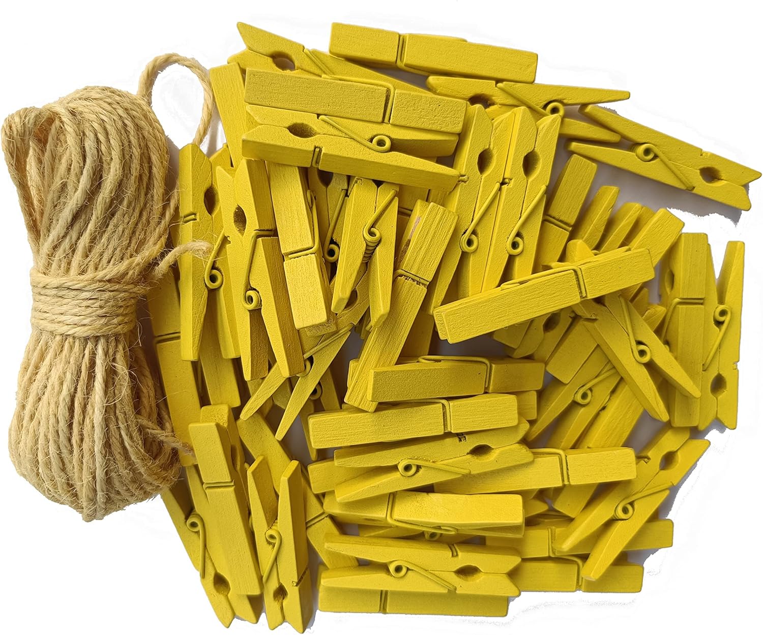 1.9" Yellow Wood Clothes Pins Easter Party Art Display Hanging Kit Place Card Holder Clothespin