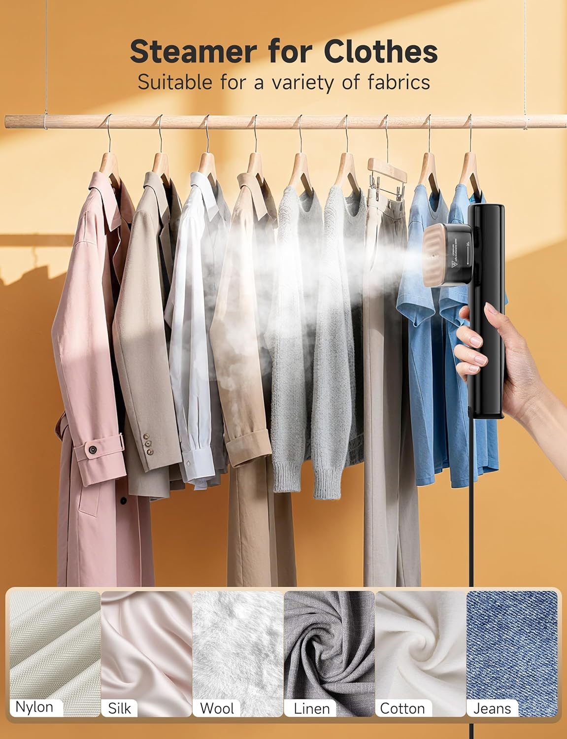 Travel Steamer for Clothes, Portable Handheld Design, Clothing Wrinkles Remover, Strong Penetrating