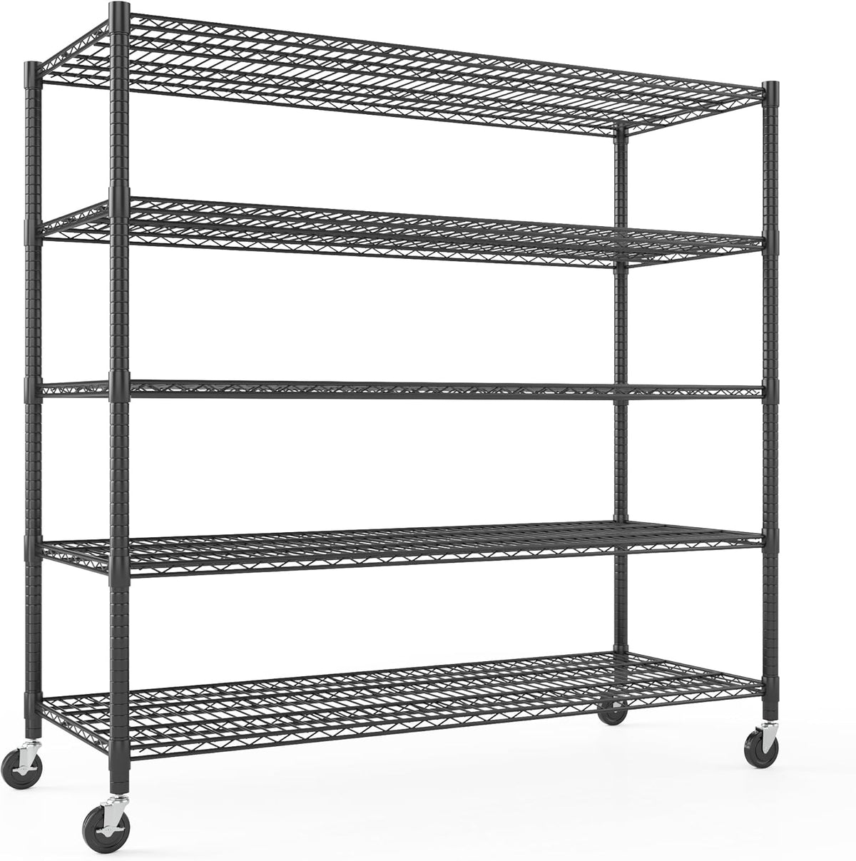 Himimi Storage Shelves 60"W Wire Shelving with Wheels 3250LBS Heavy Duty Metal Shelves for Storage