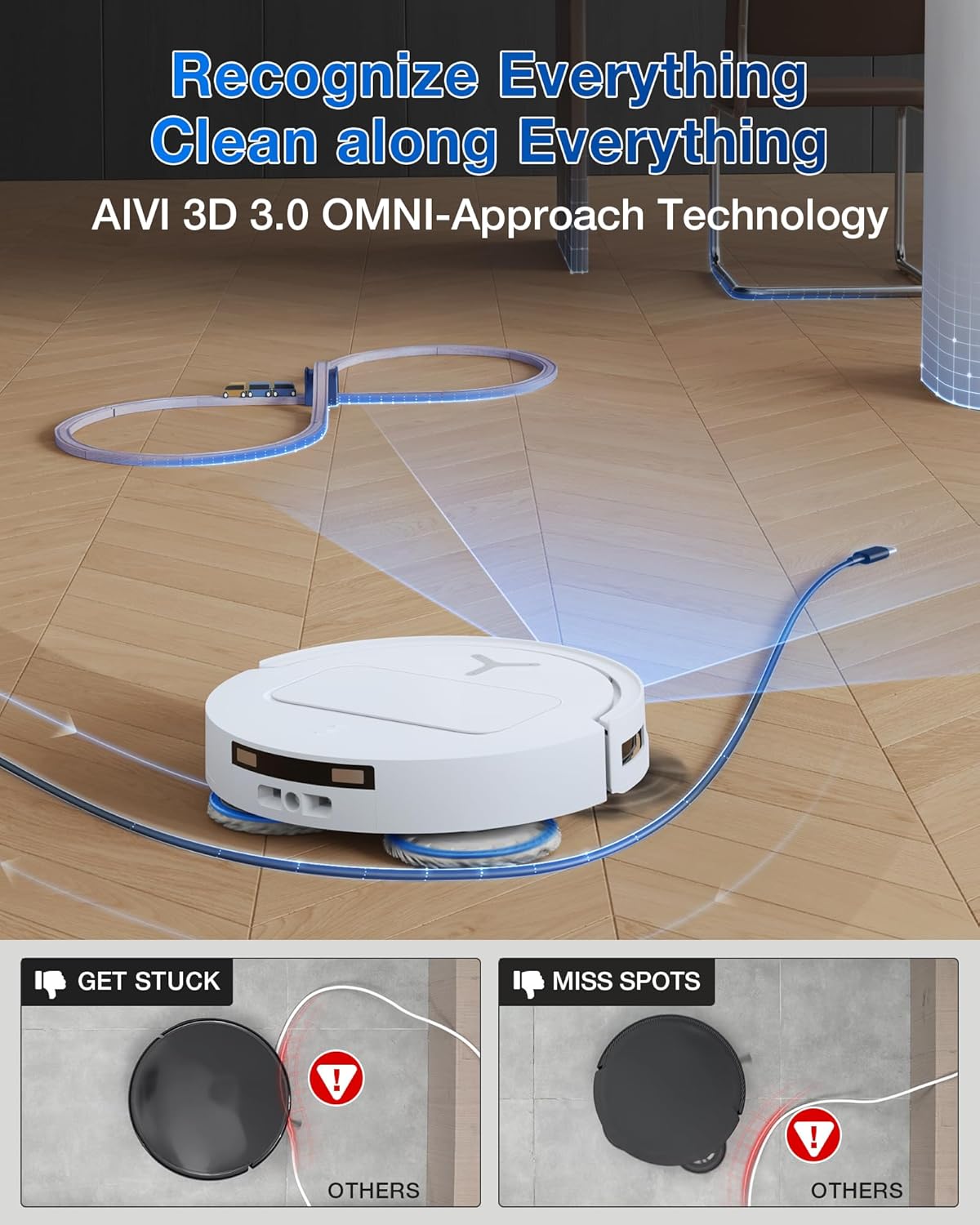 ECOVACS DEEBOT T50 PRO Omni Robot Vacuum and Mop, 3.19” Ultra-Slim, 15,000Pa Suction, ZeroTangle