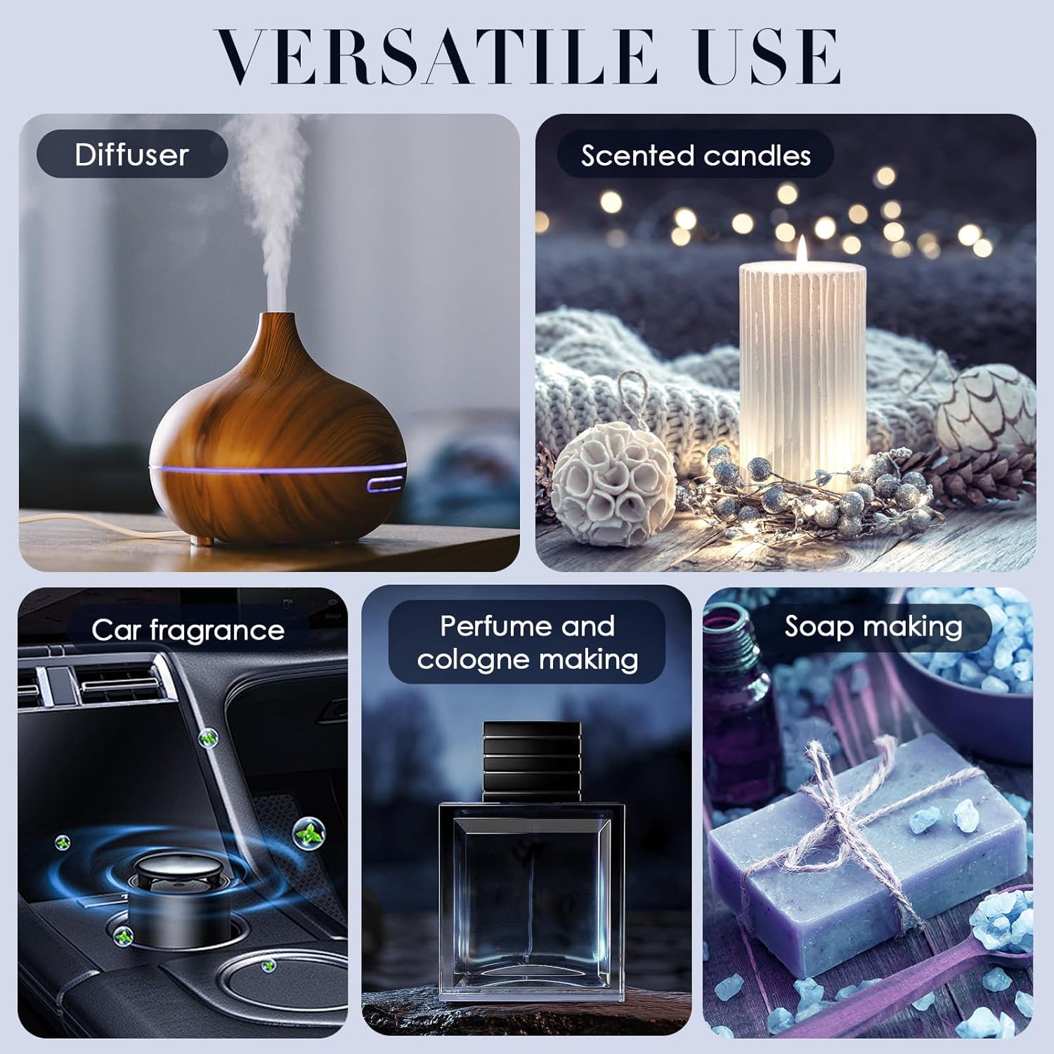 Men Essential Oils Set - TOP 6 Gentlemen's Fragrance Oil for Diffuser, Candle & Soap Making