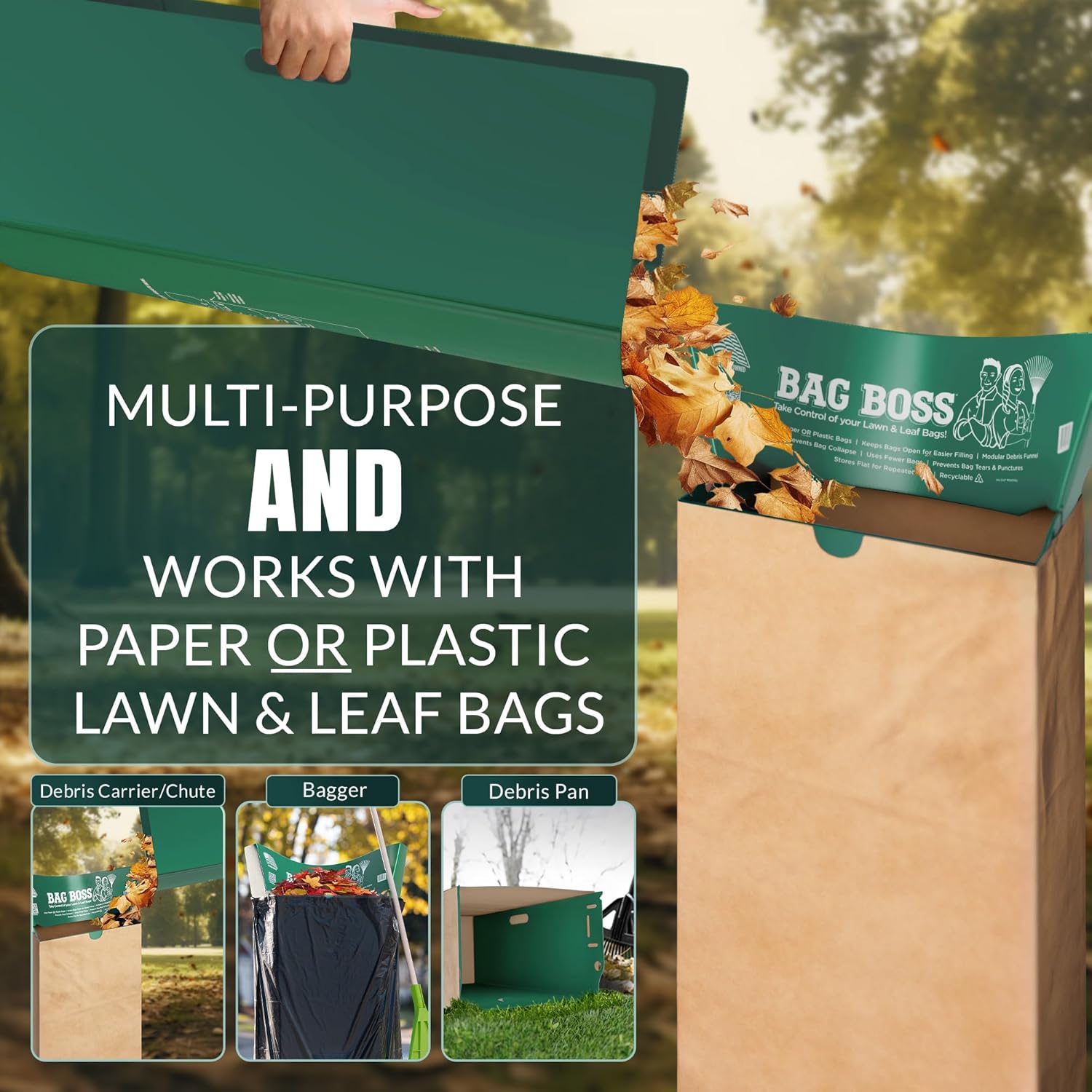 Lawn & Leaf Bag Holder Stand | Fits 33-55 Gallon Paper or Plastic Yard Waste Bags | Foldable Trash