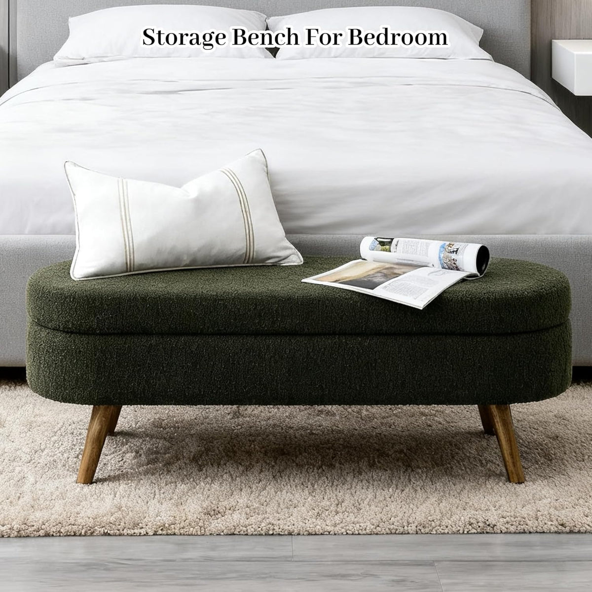 Storage Bench, 43" Storage Ottoman Bench, Shoe Storages Benches for Bedroom, Upholstered Entryway