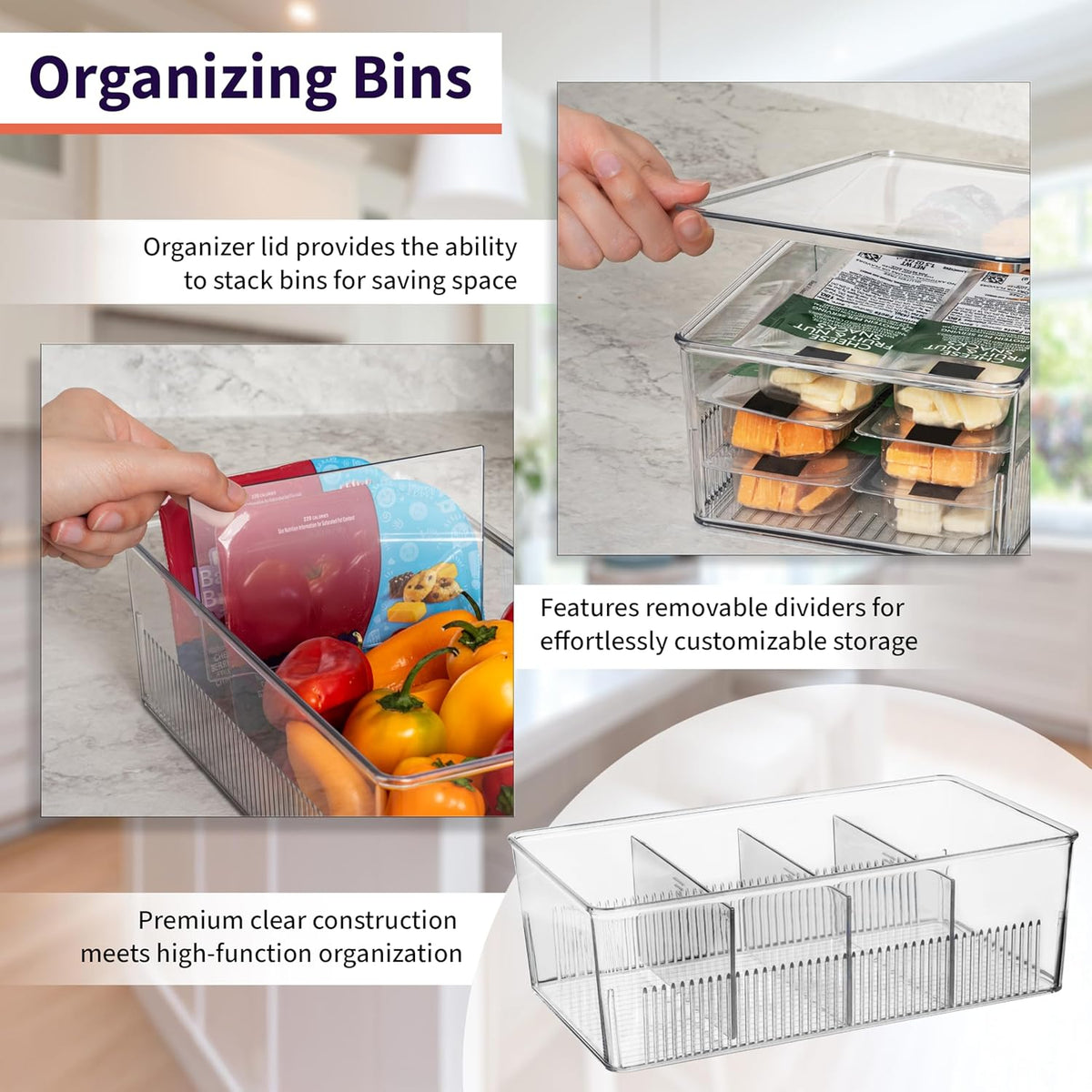 ClearSpace Plastic Pantry Organization and Storage Bins with Dividers & Lids – Perfect Kitchen