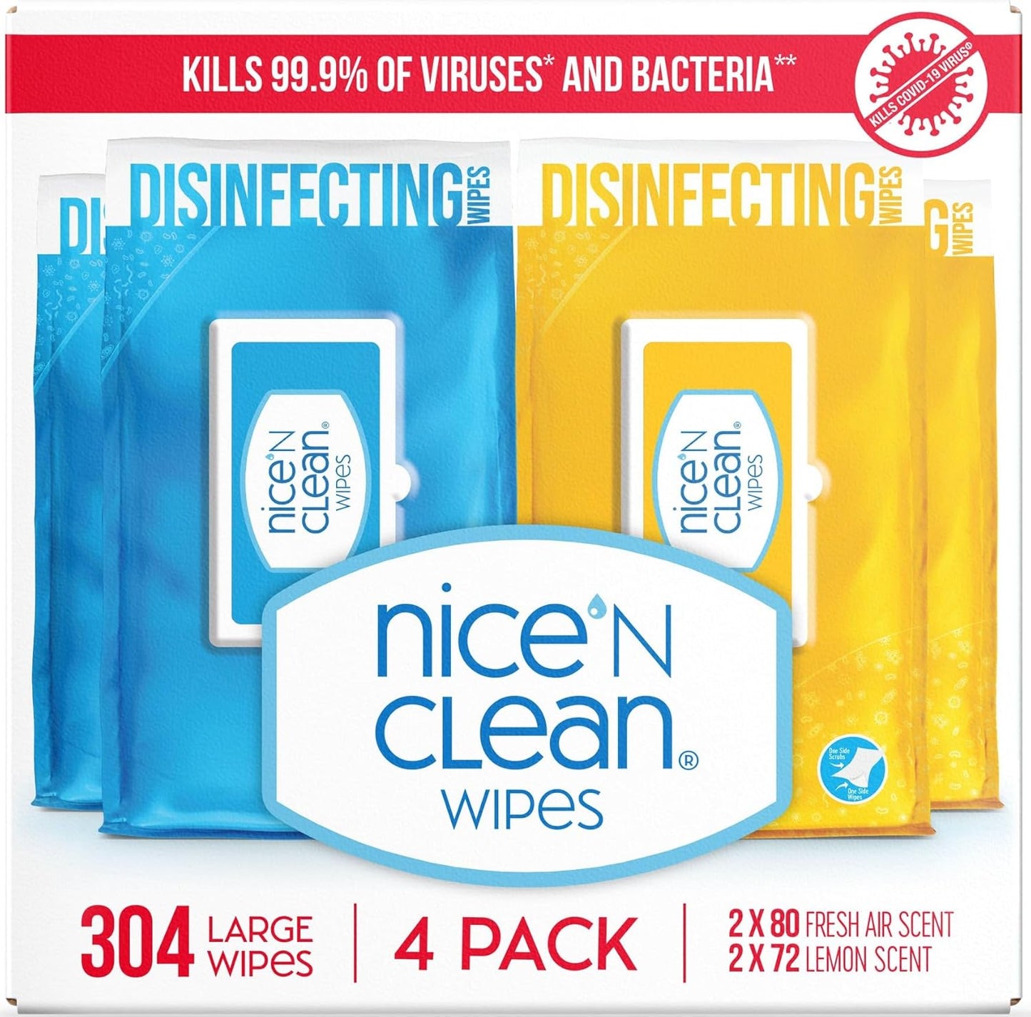 Nice 'N Clean Disinfecting Surface Wipes 304ct | Cleans & Disinfects Home & Kitchen Surfaces |