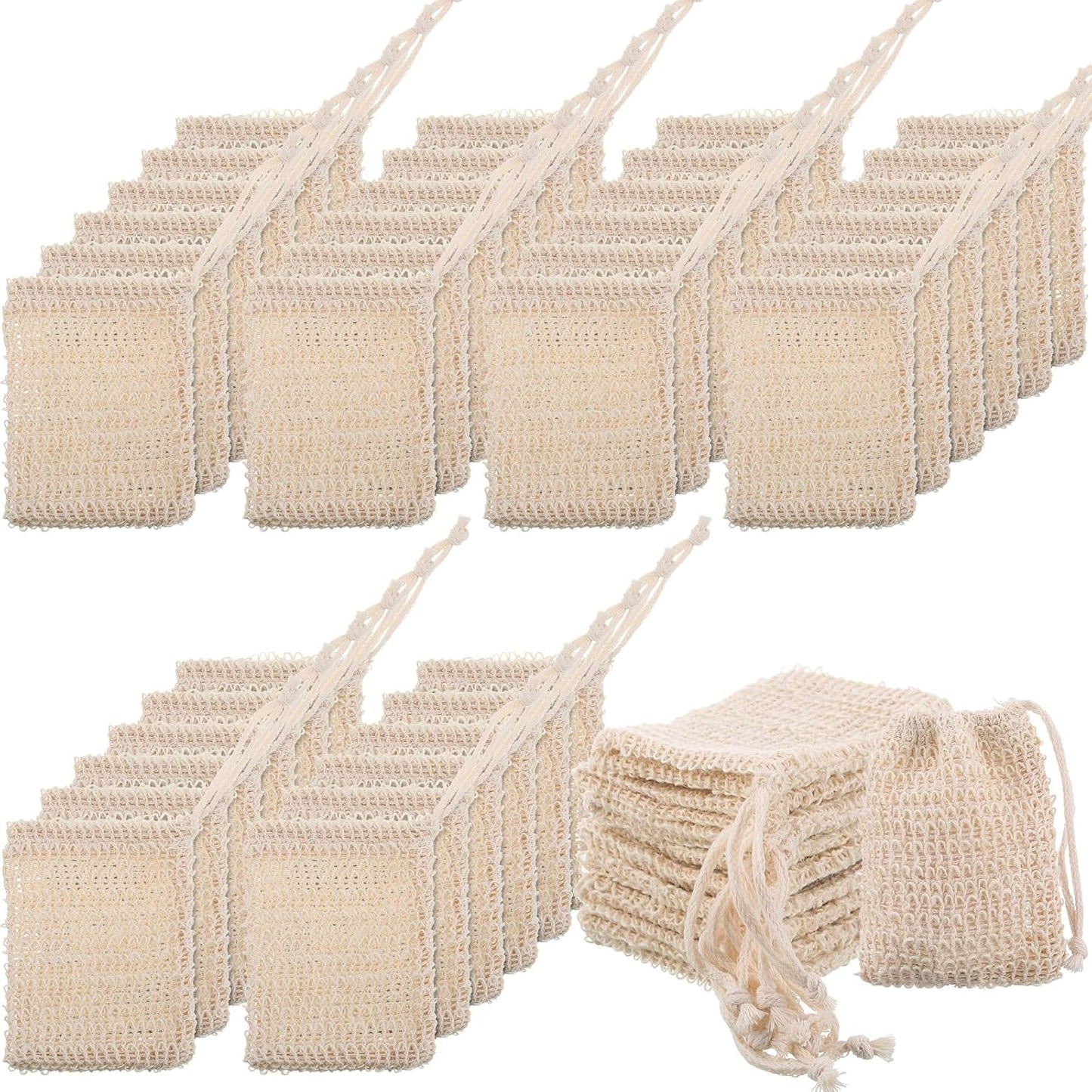 Rtteri 240 Pcs Soap Exfoliating Bag, Natural Sisal Soap Pouch Saver Body Shower Bar Mesh Body Net