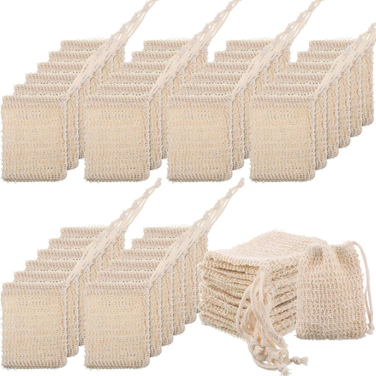 Rtteri 240 Pcs Soap Exfoliating Bag, Natural Sisal Soap Pouch Saver Body Shower Bar Mesh Body Net