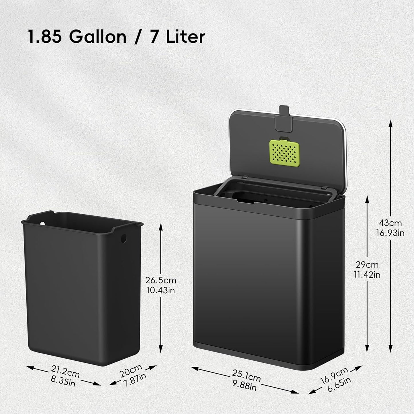 EKO Kitchen Compost Bin, 7L / 1.85 Gal Stainless Steel with Removable Inner Bucket and Deodorizer