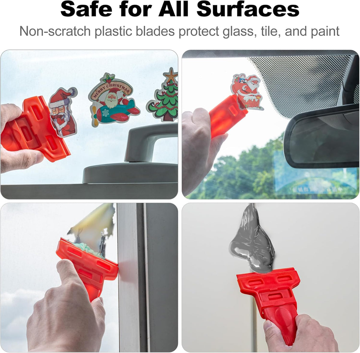 Dual-Width Plastic Razor Blade Scraper Tool Non Scratch - 2-Pack With 100 Blades, Single Or Double