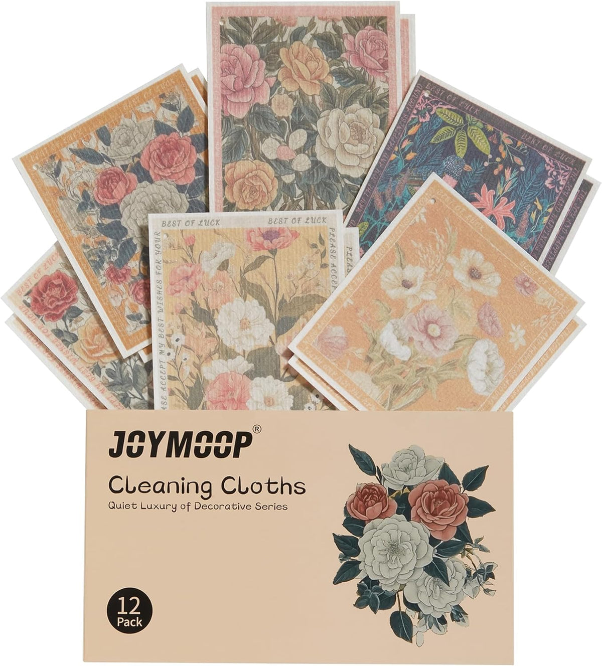 JOYMOOP 12 Pack Decorate Cleaning Cloth (Quiet Luxury of Decorative Series), Reusable Absorbent