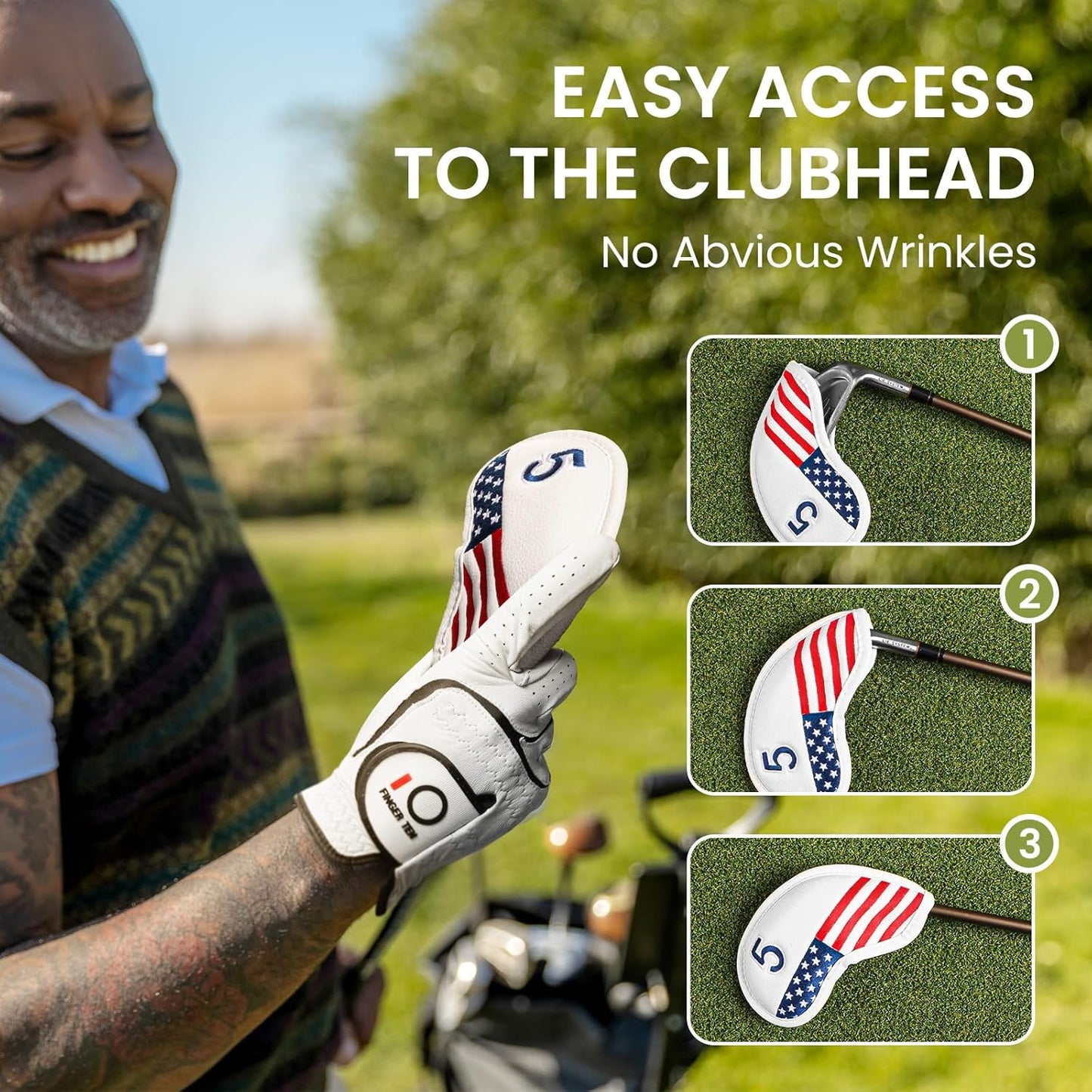 FINGER TEN Premium Synthetic Leather Stylish Iron & Wedge Golf Head Covers Value 12 Piece Set