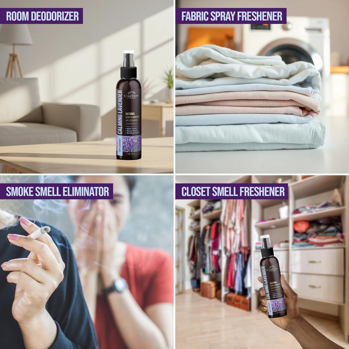Non-Toxic Odor Eliminator,Natural Lavender Air Freshener Spray for Home,Linen Spray for Bedding