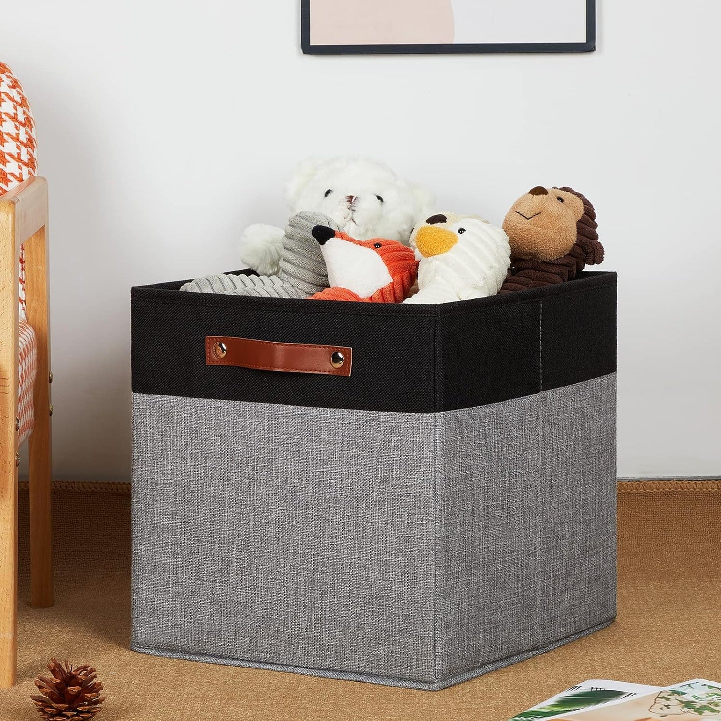 DULLEMELO 13x13 Storage Cubes, Collapsible Sturdy Cube Storage Bins With Handles for