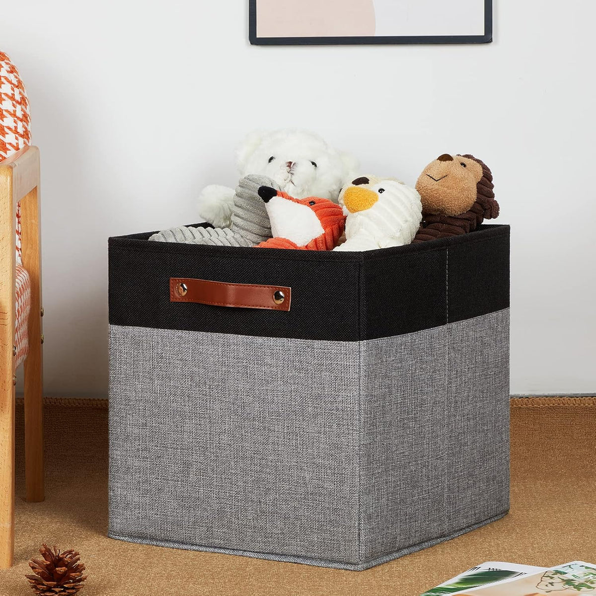 DULLEMELO 13x13 Storage Cubes, Collapsible Sturdy Cube Storage Bins With Handles for