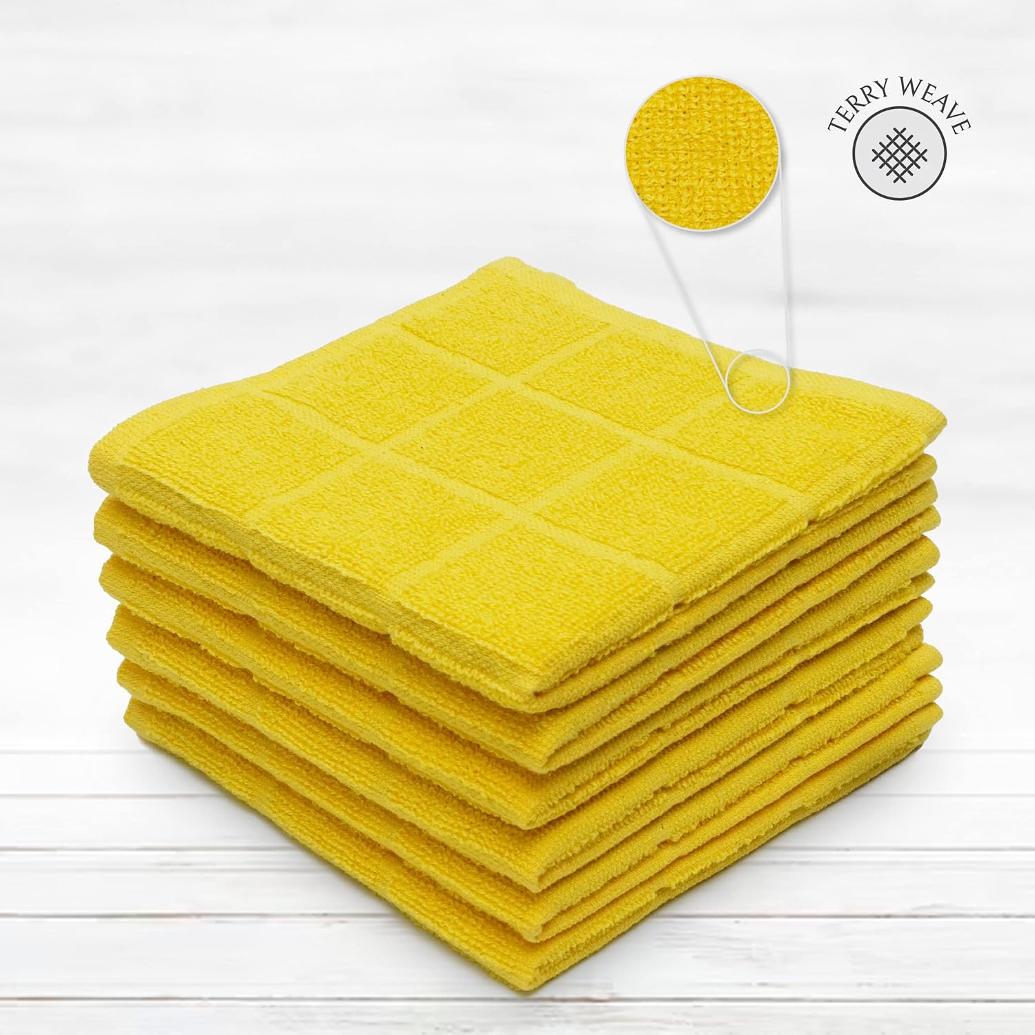 100% Cotton Terry Dish Cloth & Dish Towel, 6 Pack, Super Soft and Absorbent Kitchen Towels, Perfect
