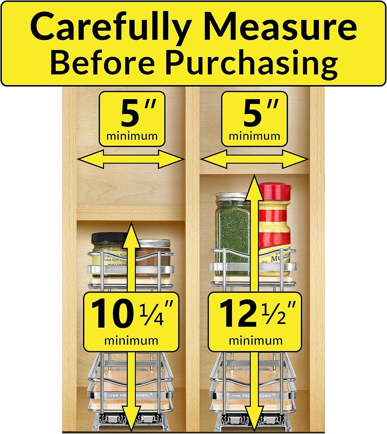 LYNK PROFESSIONAL® Élite™ Pull Out Spice Rack Organizer for Inside Kitchen Cabinets - 4-1/4 inch
