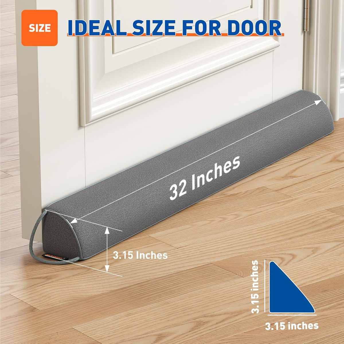 MAGZO Door Draft Stopper 32 Inches, Weighted Triangular Door Snake for Winter Noise Blocker with
