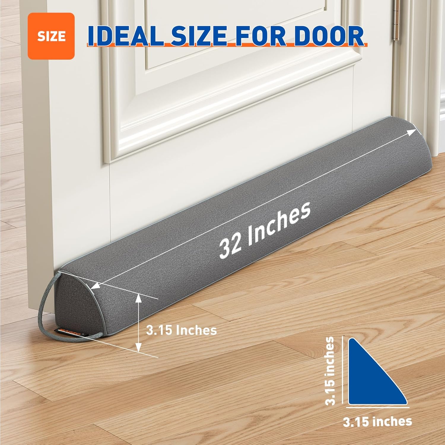 MAGZO Door Draft Stopper 32 Inches, Weighted Triangular Door Snake for Winter Noise Blocker with