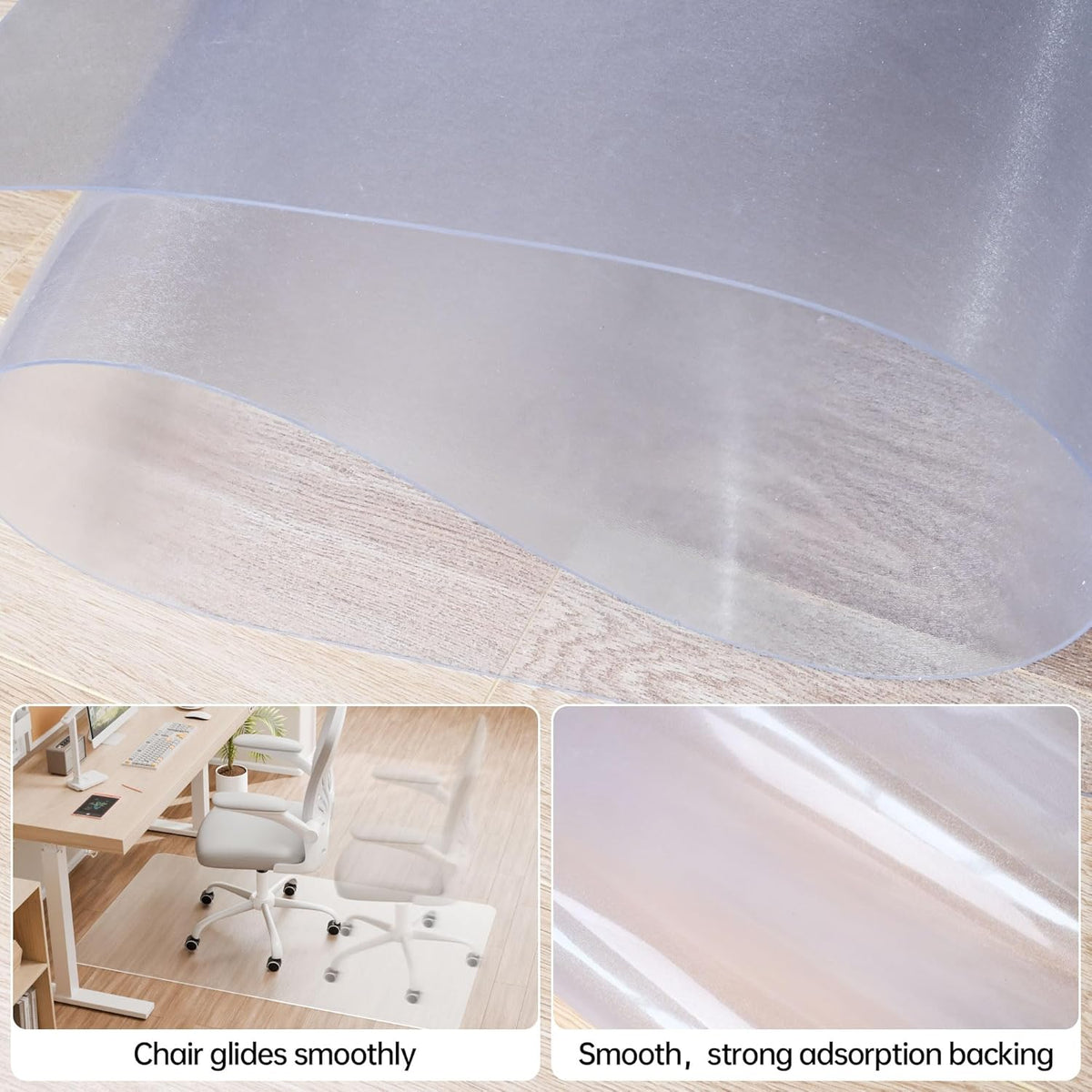 Office Chair Mat for Hardwood Floor, 72" x 46" Clear Computer/Desk Chair Mat for Hard Floor