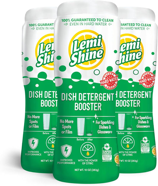 Lemi Shine Dish Detergent Booster, Hard Water Stain Remover, Multi-Use Citric Acid Cleaner 10 oz