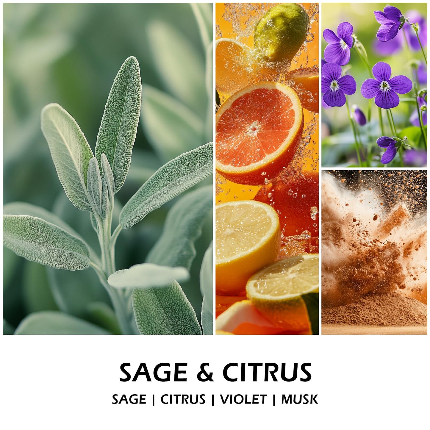 Molensun Sage Citrus Scented Candle, Soy Wax 7 oz