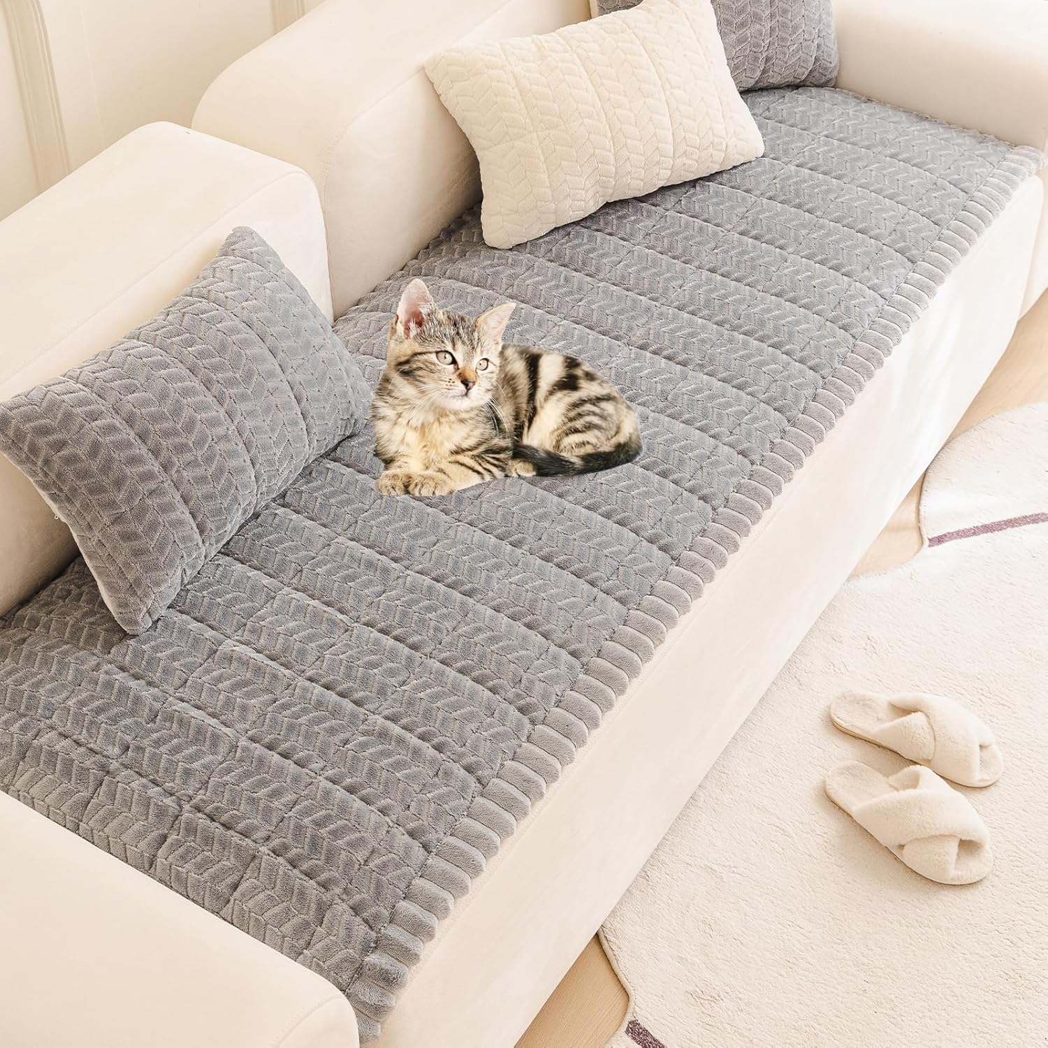 Pet Couch Cover Protector Sofa Covers for Pets Washable Non Slip Couches and Sofas Dog Mat (Grey