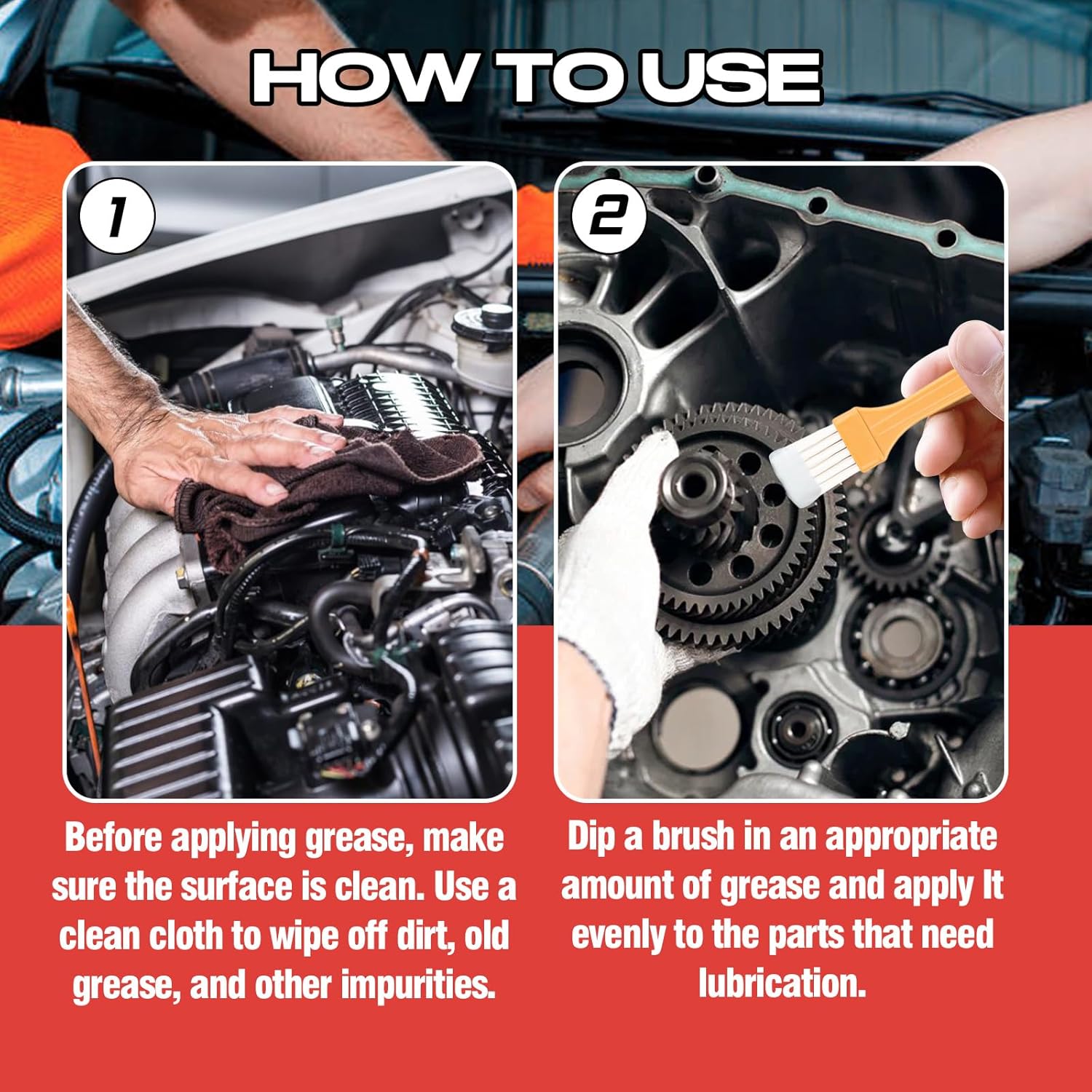 AstraVox White Lithium Grease, Multi-Purpose Lubricant Lithium Grease with Brush for Hinges